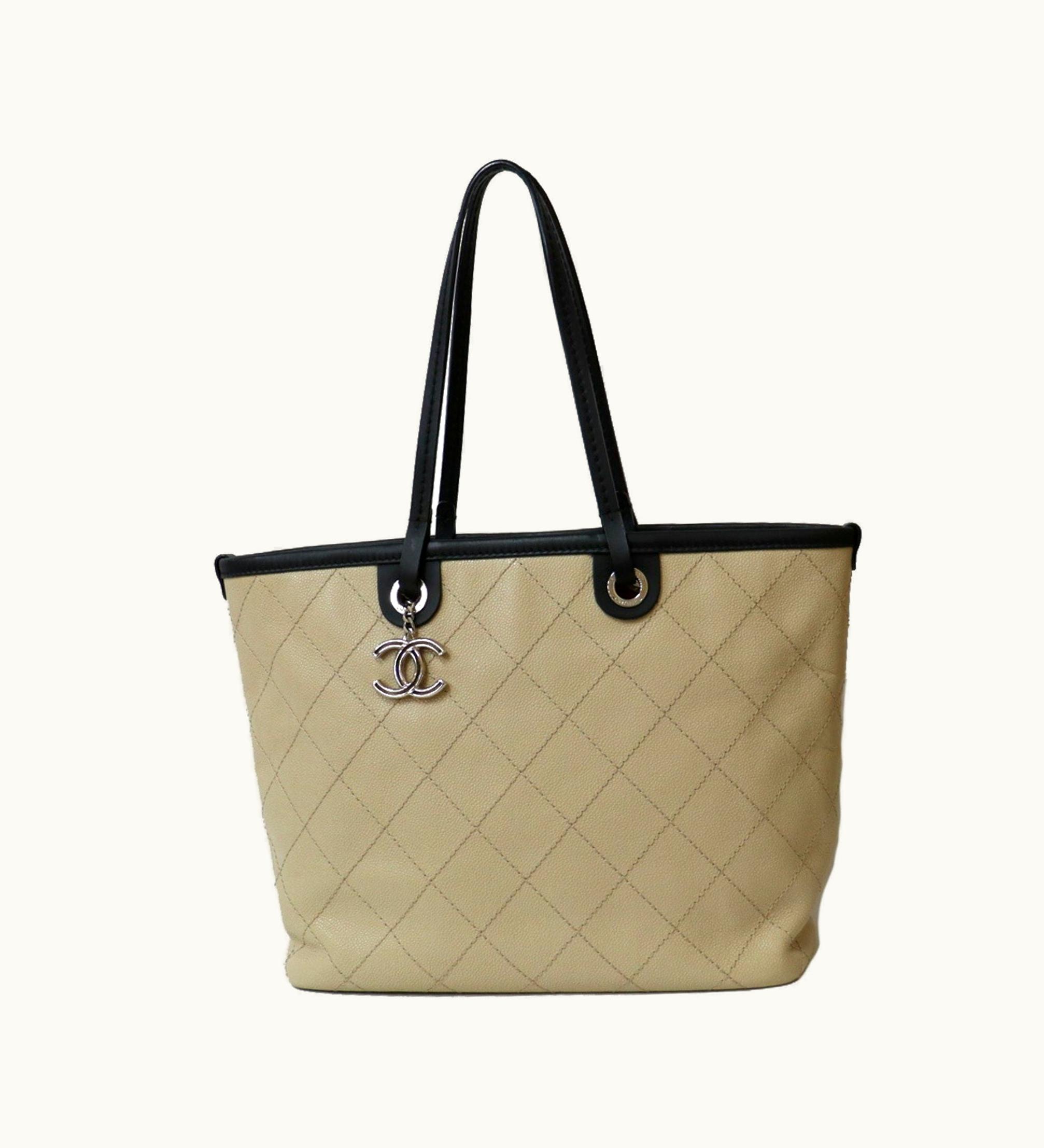Chanel Chanel Shoulder Bag Wild Stitch Coco Mark On The Road Beige Women's Matte Caviar Skin