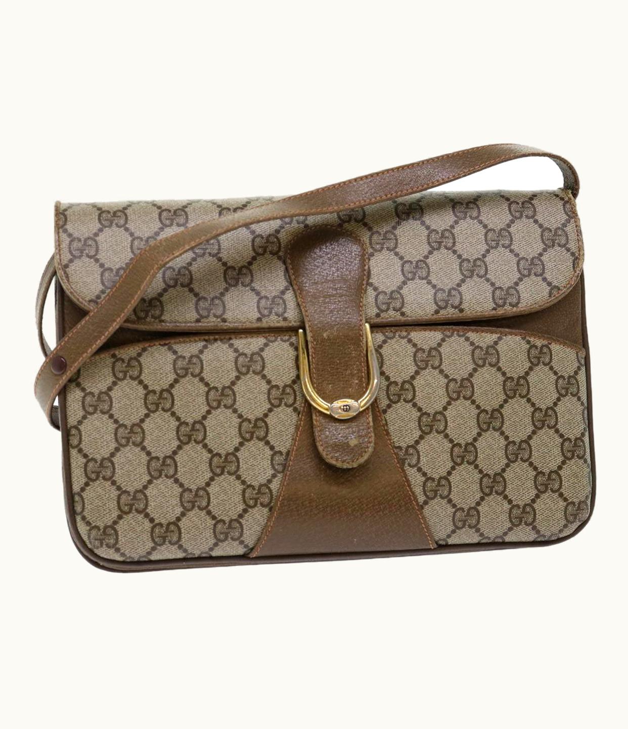 Gucci Gucci GG Canvas Shoulder Bag Pvc Leather Beige 90402025
