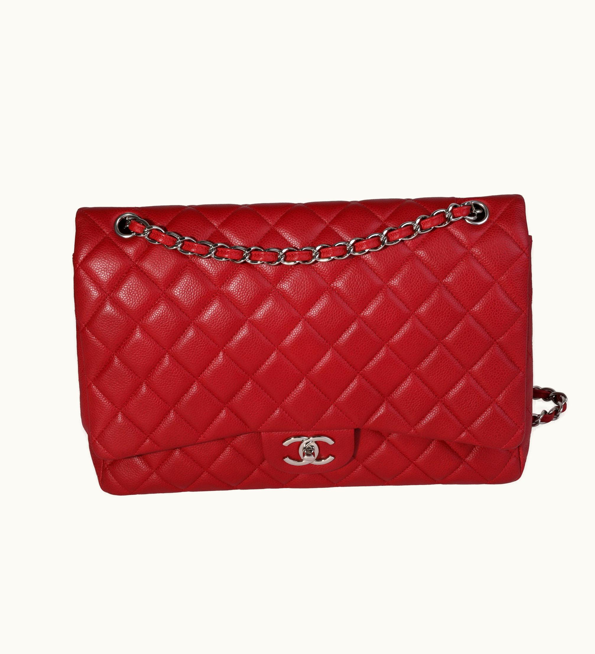 Chanel Chanel Maxi Classic Double Flap Shoulder Bag in Red Quilted Caviar