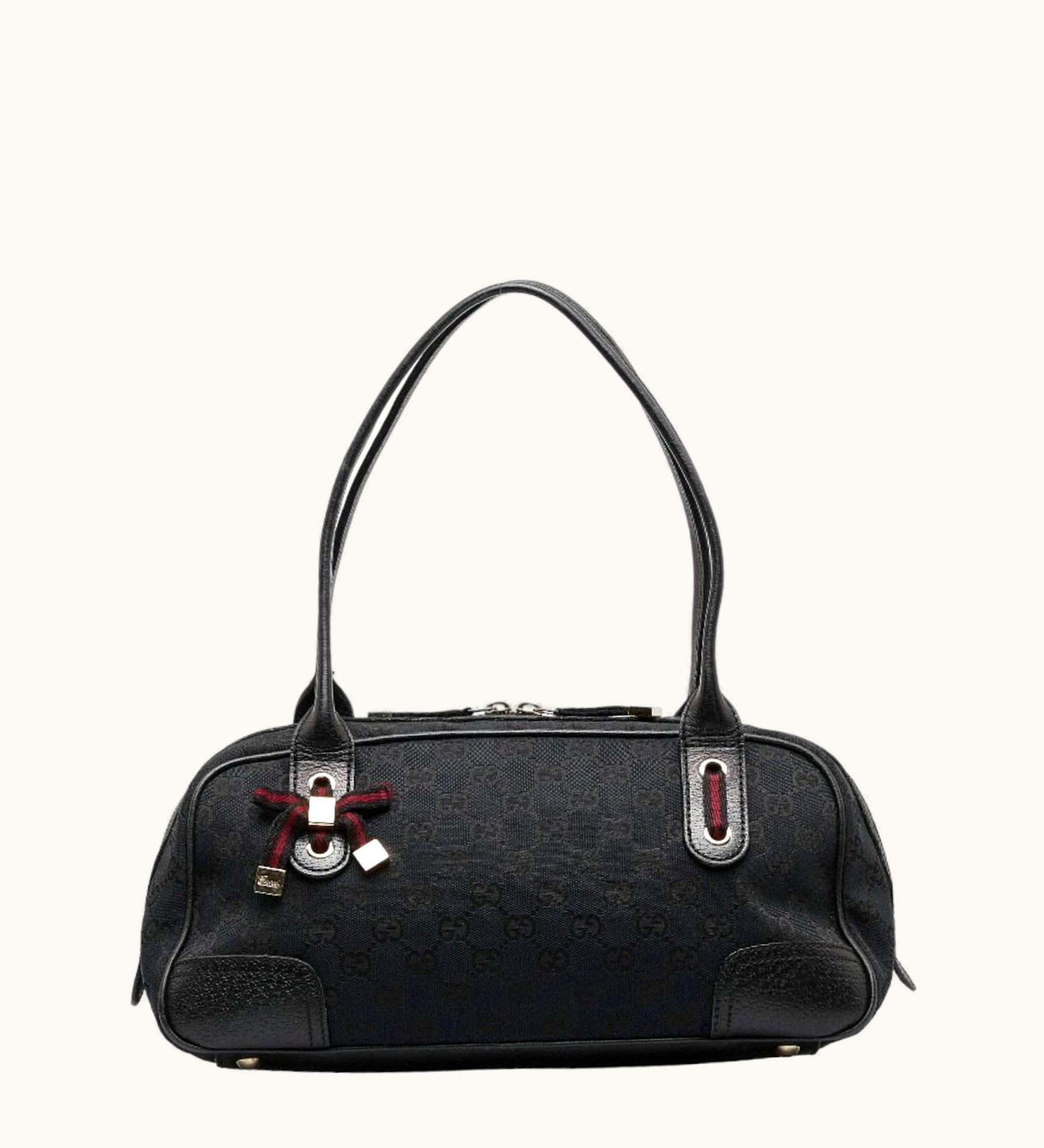 Gucci Gucci GG Canvas Princey Sherry Line Handbag Shoulder Bag 161720 Black Leather Women's