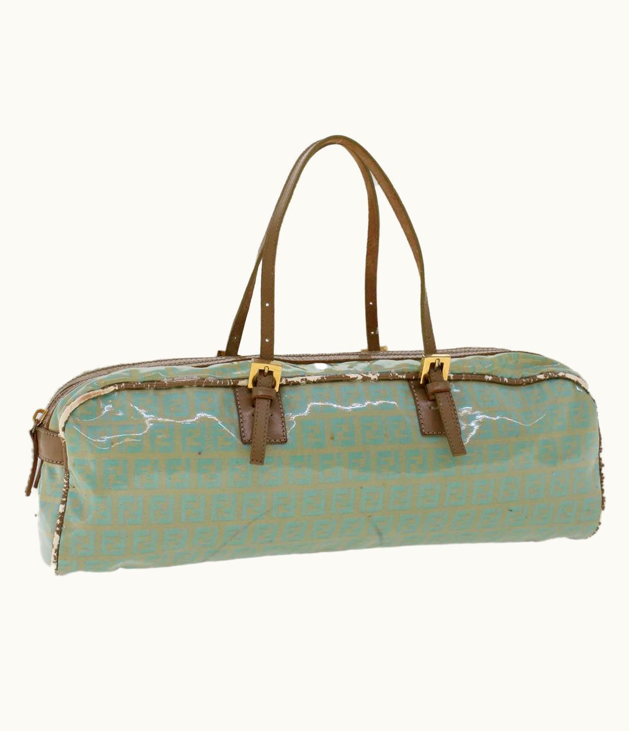 Fendi Fendi Zucchino Canvas Hand Bag Coated Canvas Light Blue