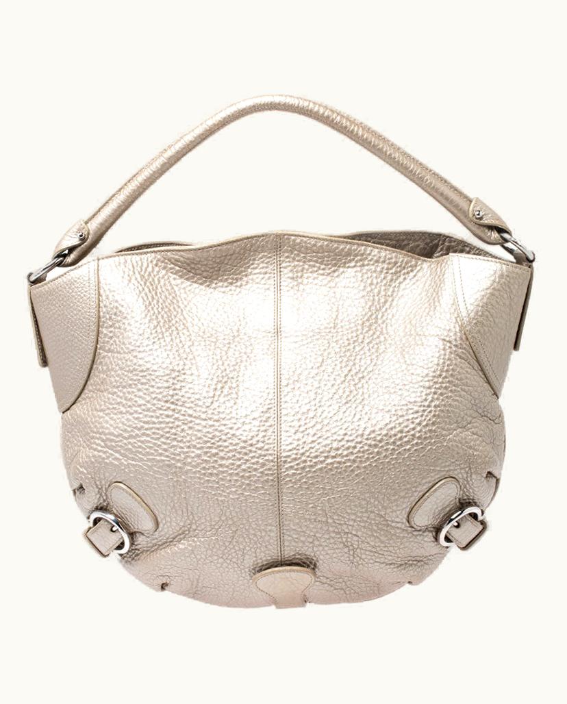 Salvatore Ferragamo Salvatore Ferragamo Metallic Gold Leather Hobo