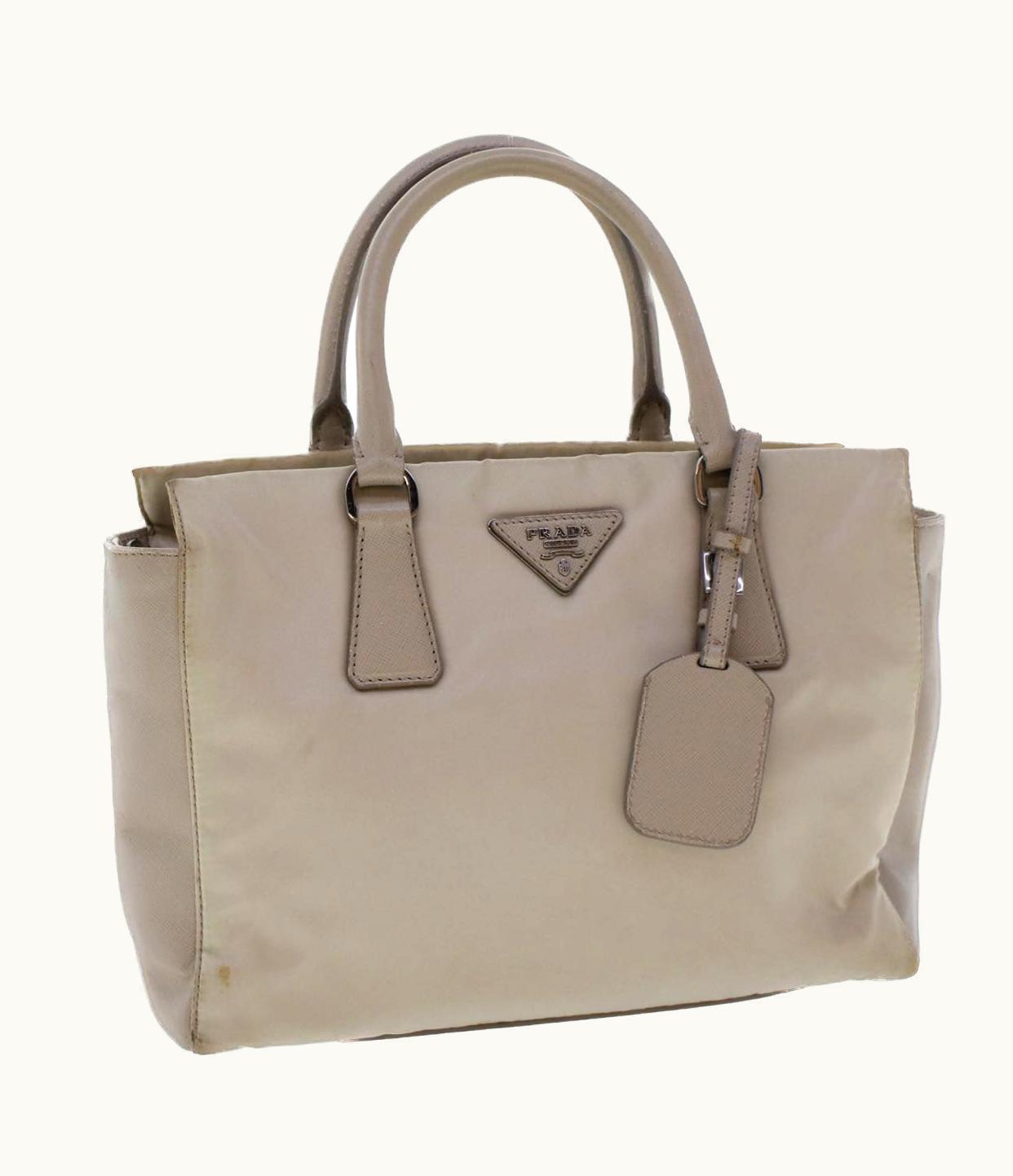 Prada Prada Hand Bag Nylon Leather Gray