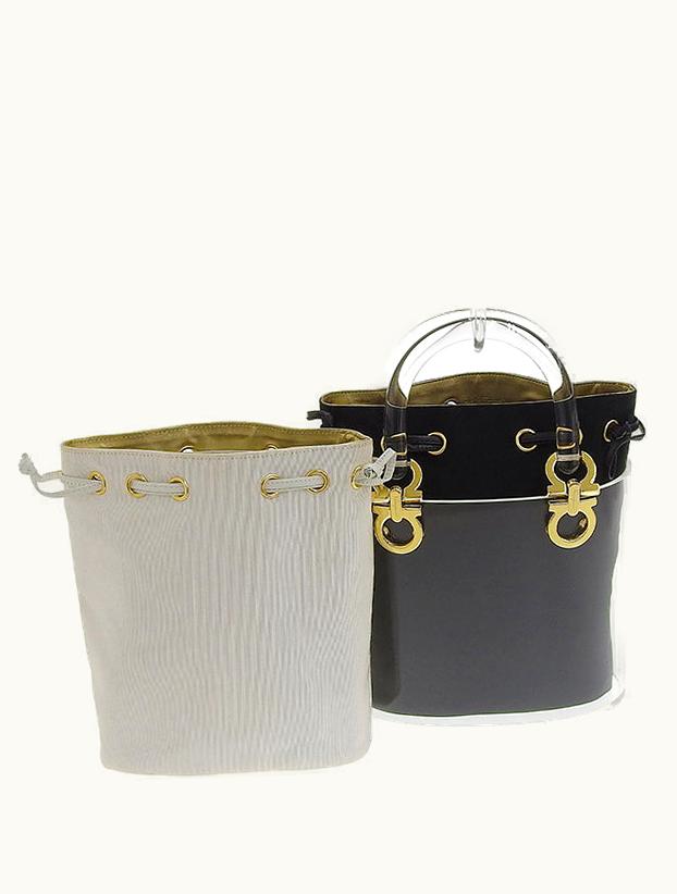 Salvatore Ferragamo Salvatore Ferragamo Acrylic Double Gancini Plate Top Handle Bag Clear