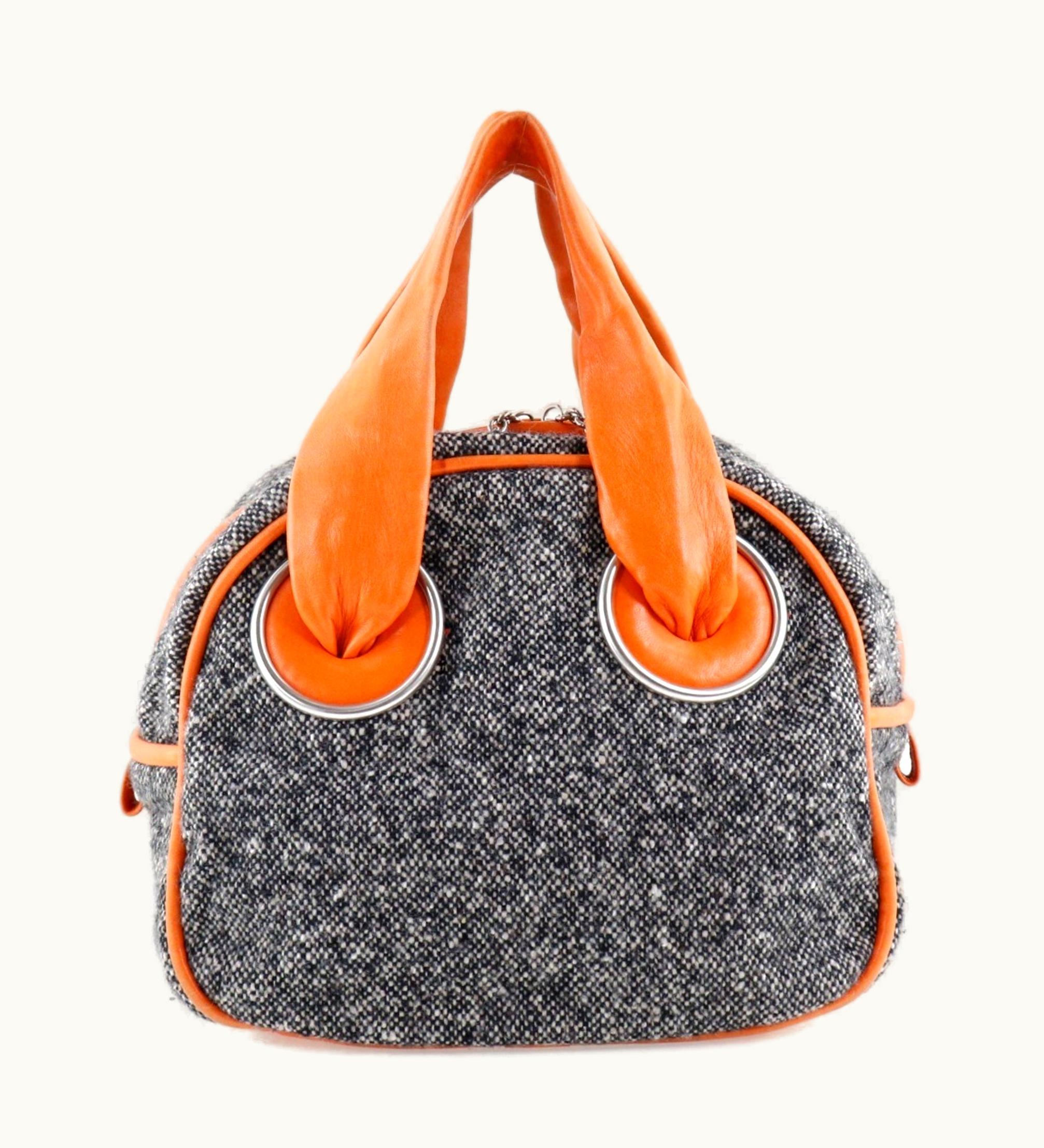 Bottega Veneta Bottega Veneta Wool X Calf Gray/Orange Ladies Handbag