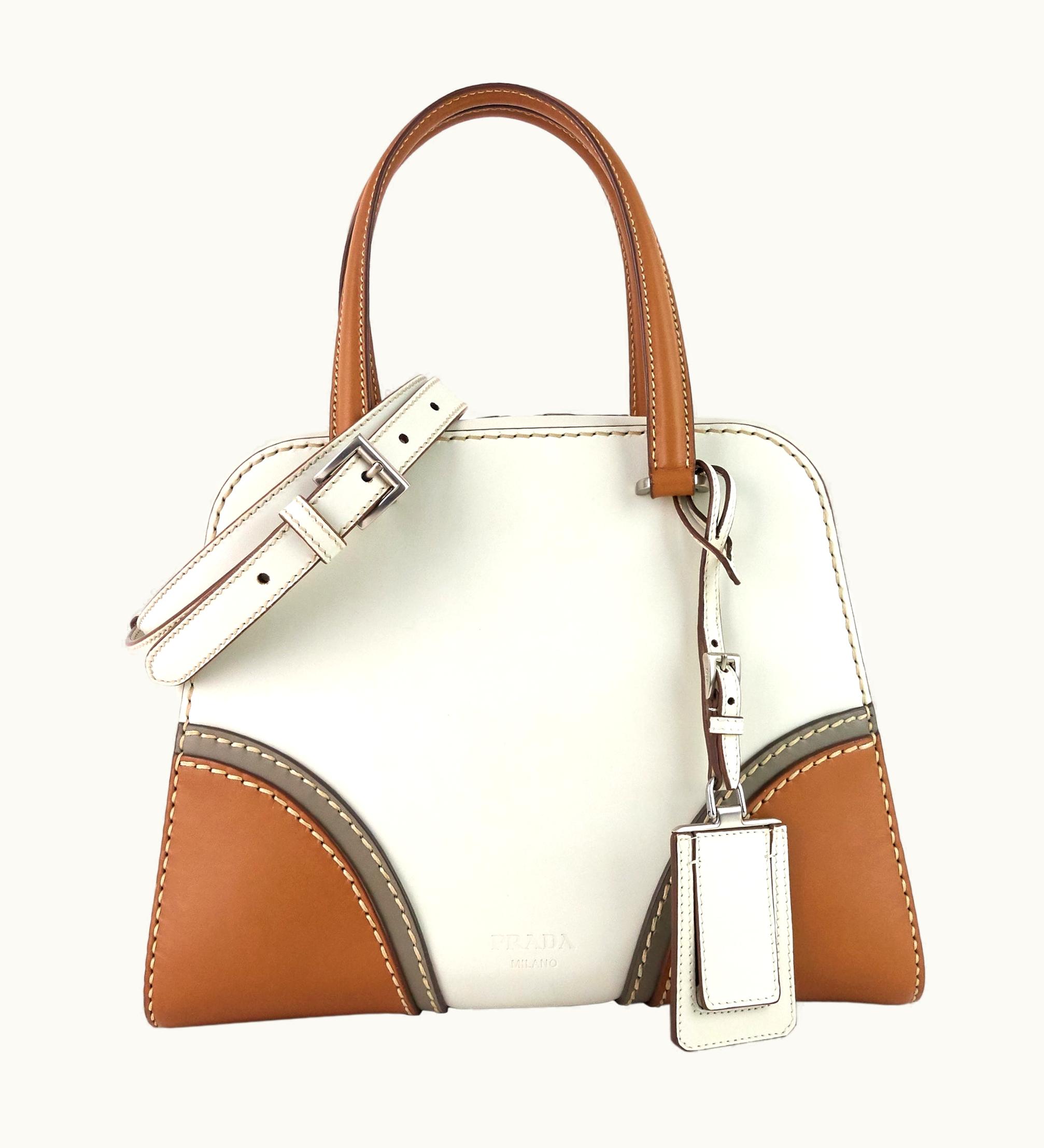 Prada Prada Tri-Coloured Vitello Daino Leather Satchel Bag