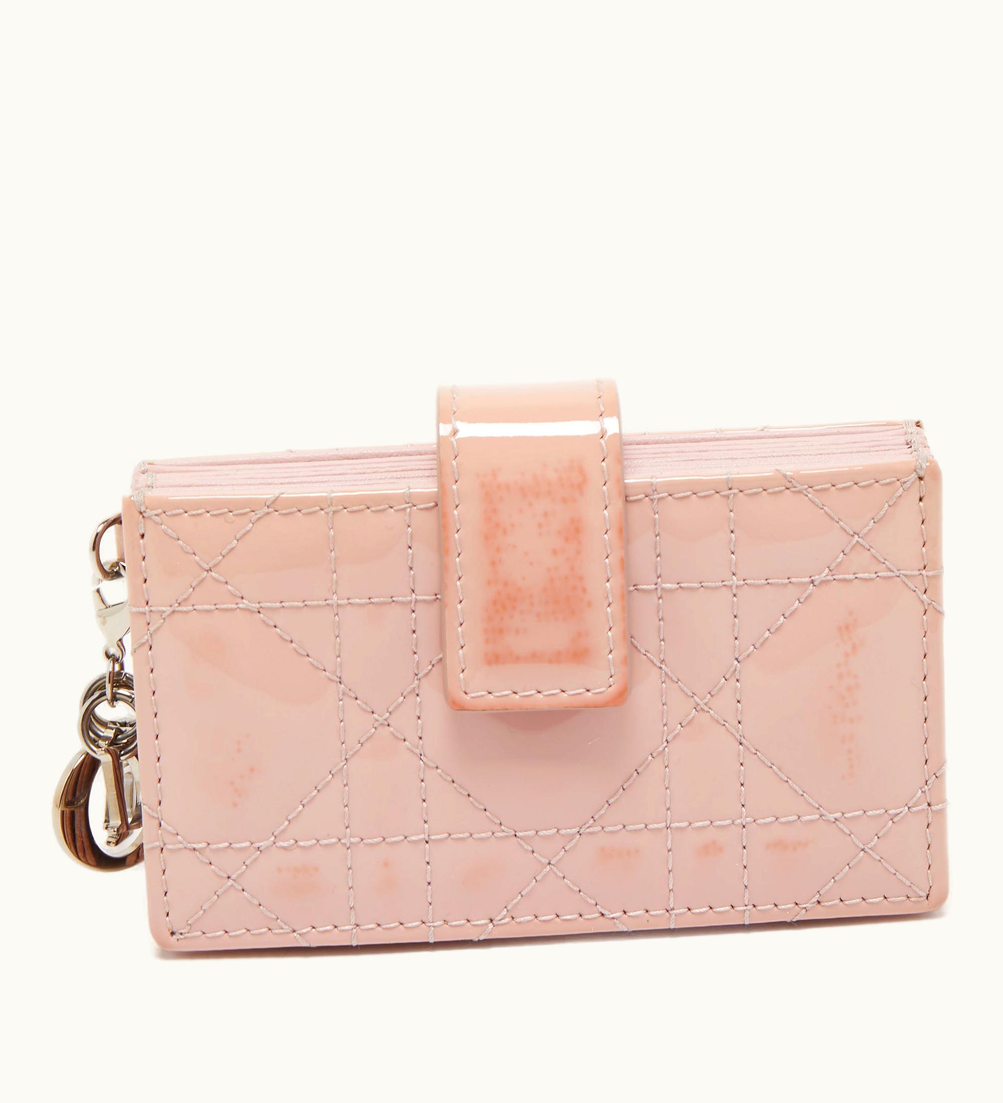 Dior Dior 5 Gusset Card Holder Lady Patent Leather Pink