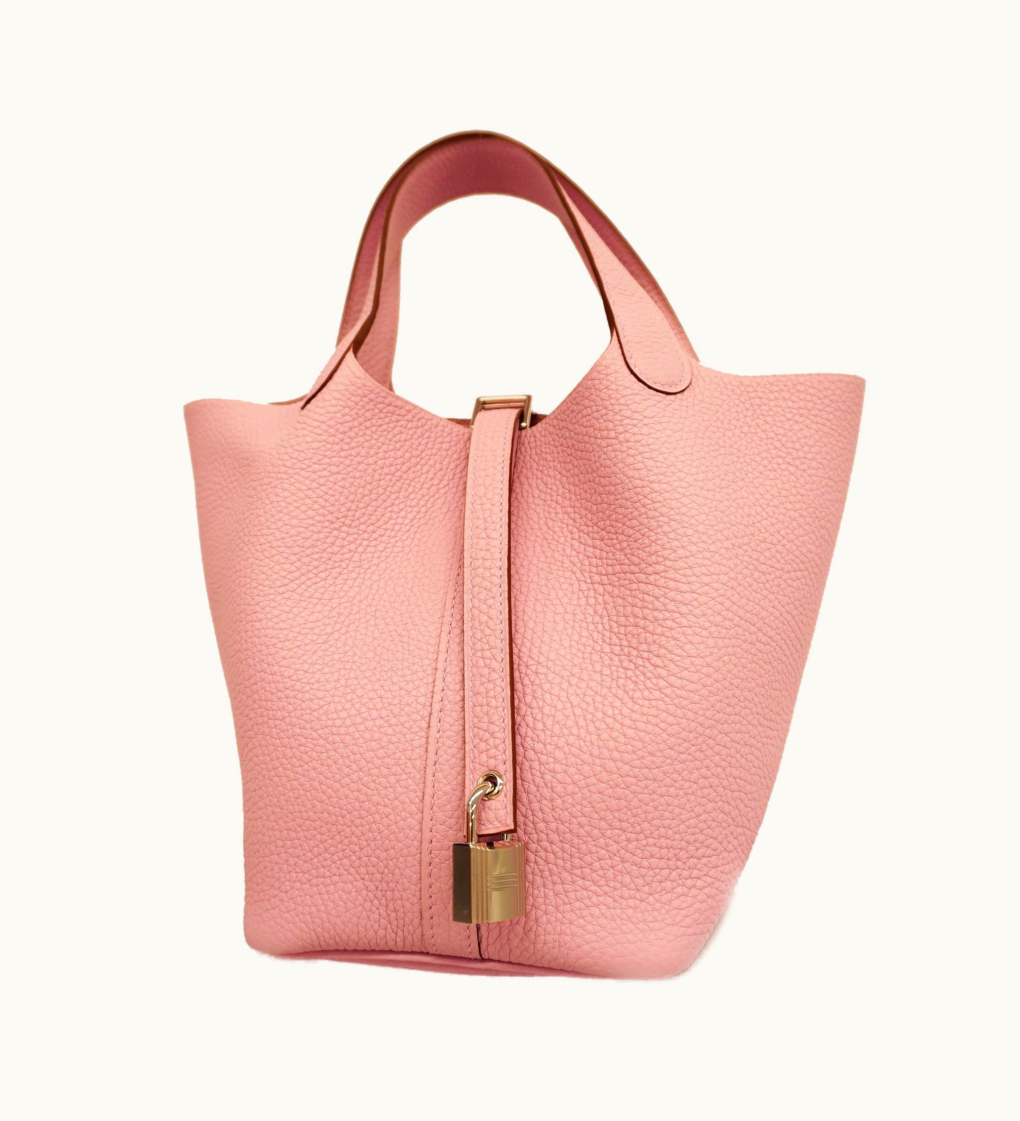 Hermès Hermès Picotin Lock Pm B Engraved Mauve Silver Tre Women's Taurillon Clemen