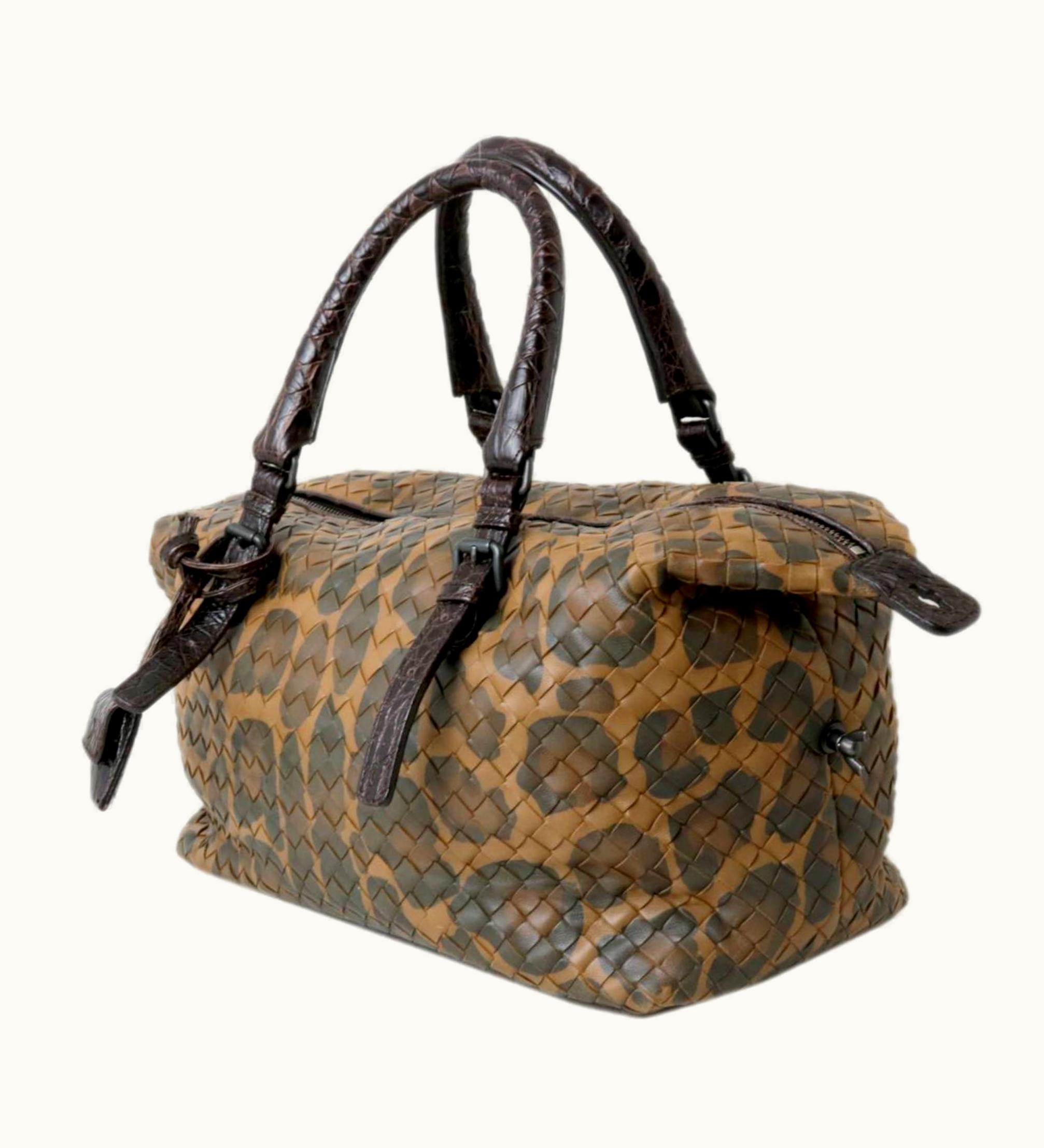 Bottega Veneta Bottega Veneta Handbag Boston Bag Panther Intrecciato Leopard Print Cadena Key