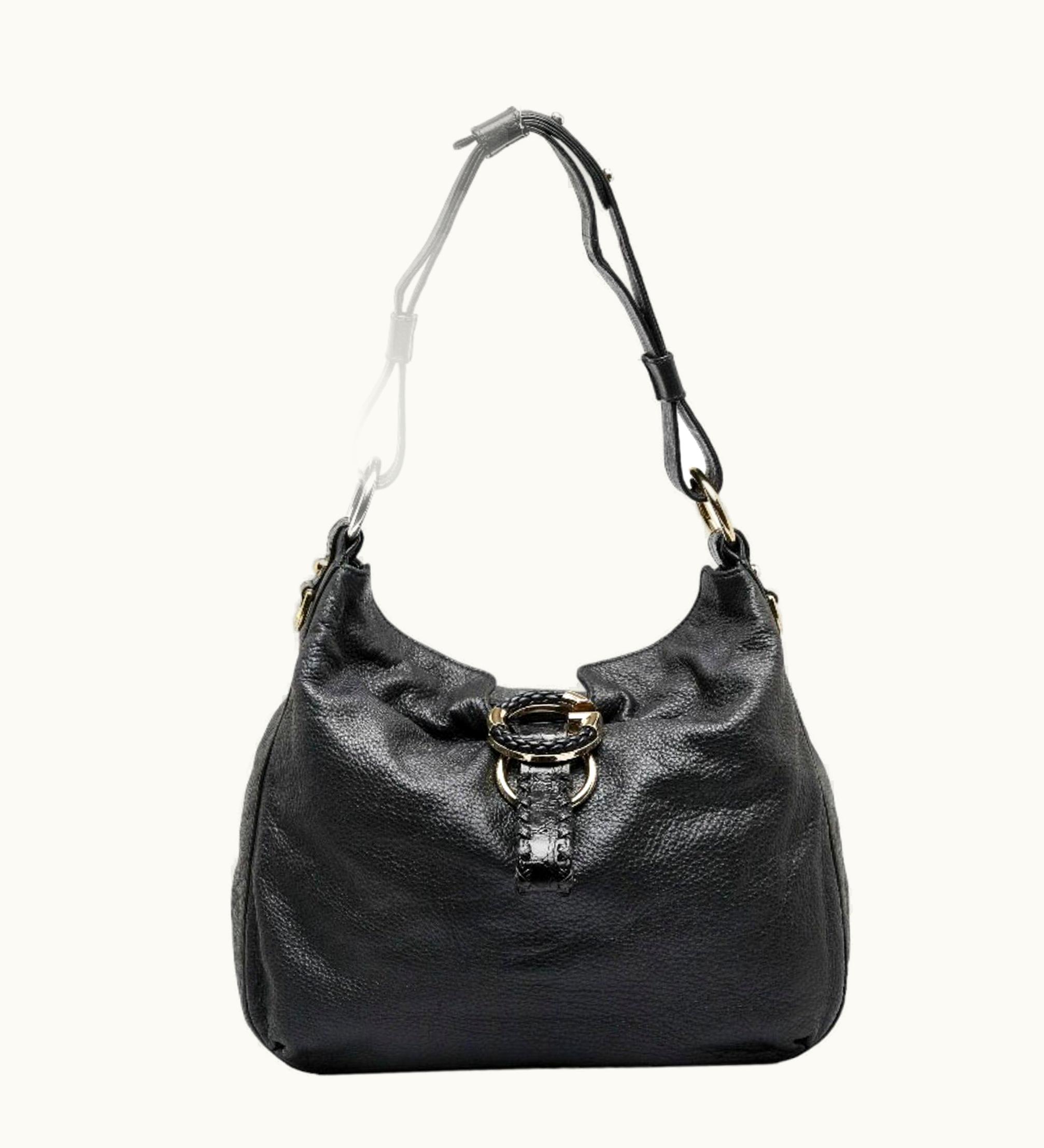 Gucci Gucci G Wave Handbag Shoulder Bag 232931 Black Leather Women's