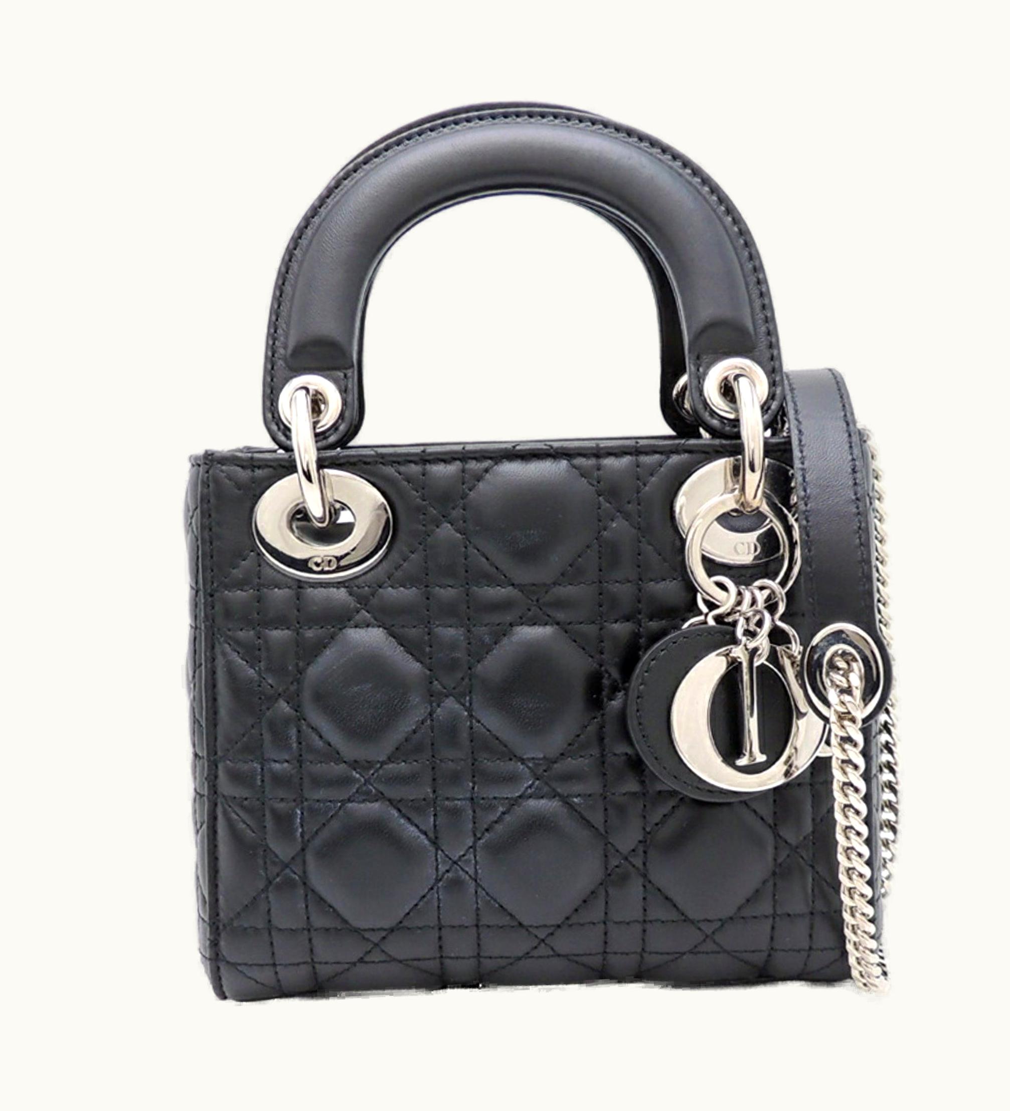 Dior Dior Christian Dior Lady Canage Women's Shoulder Bag M0505 Pcal Lambskin Black X