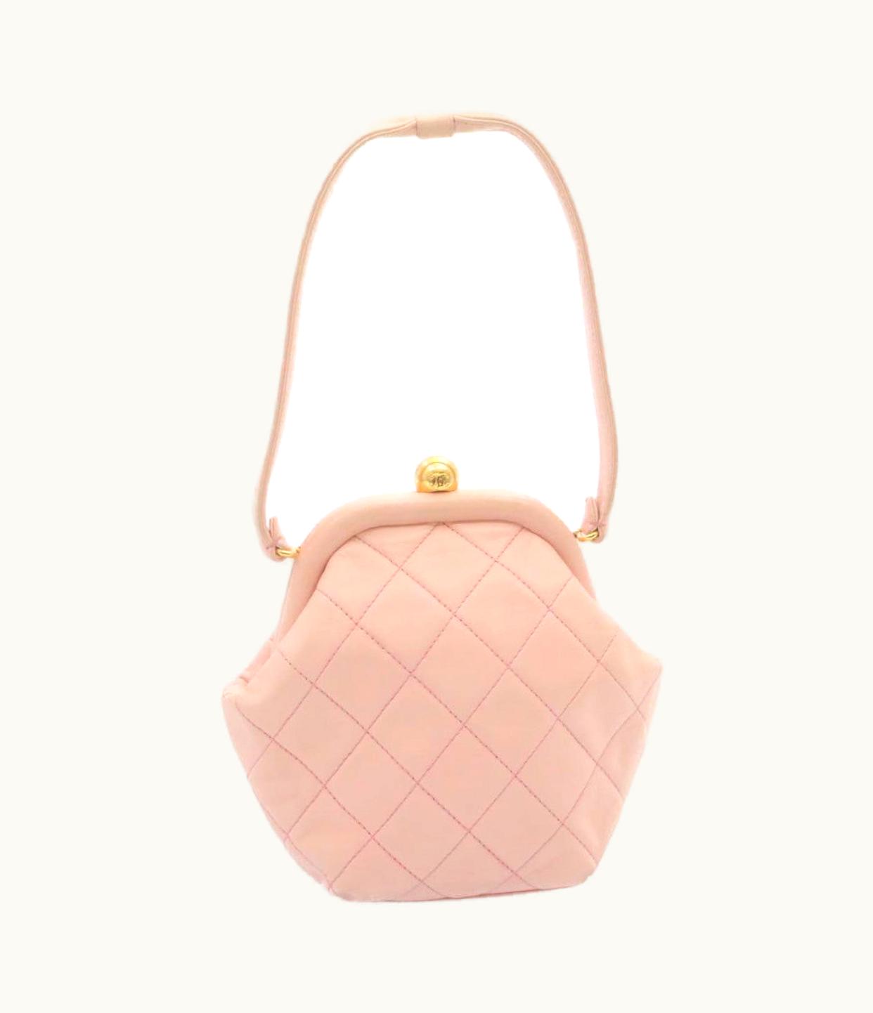Chanel Chanel Matelasse Hand Bag Lamb Skin Pink CC