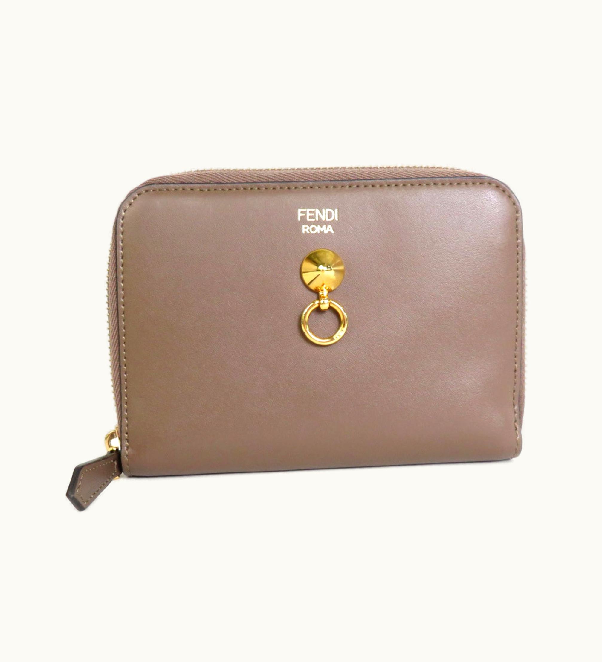 Fendi Fendi Bifold Wallet Visor Way Leather Brown Women's 8M0401-6GM