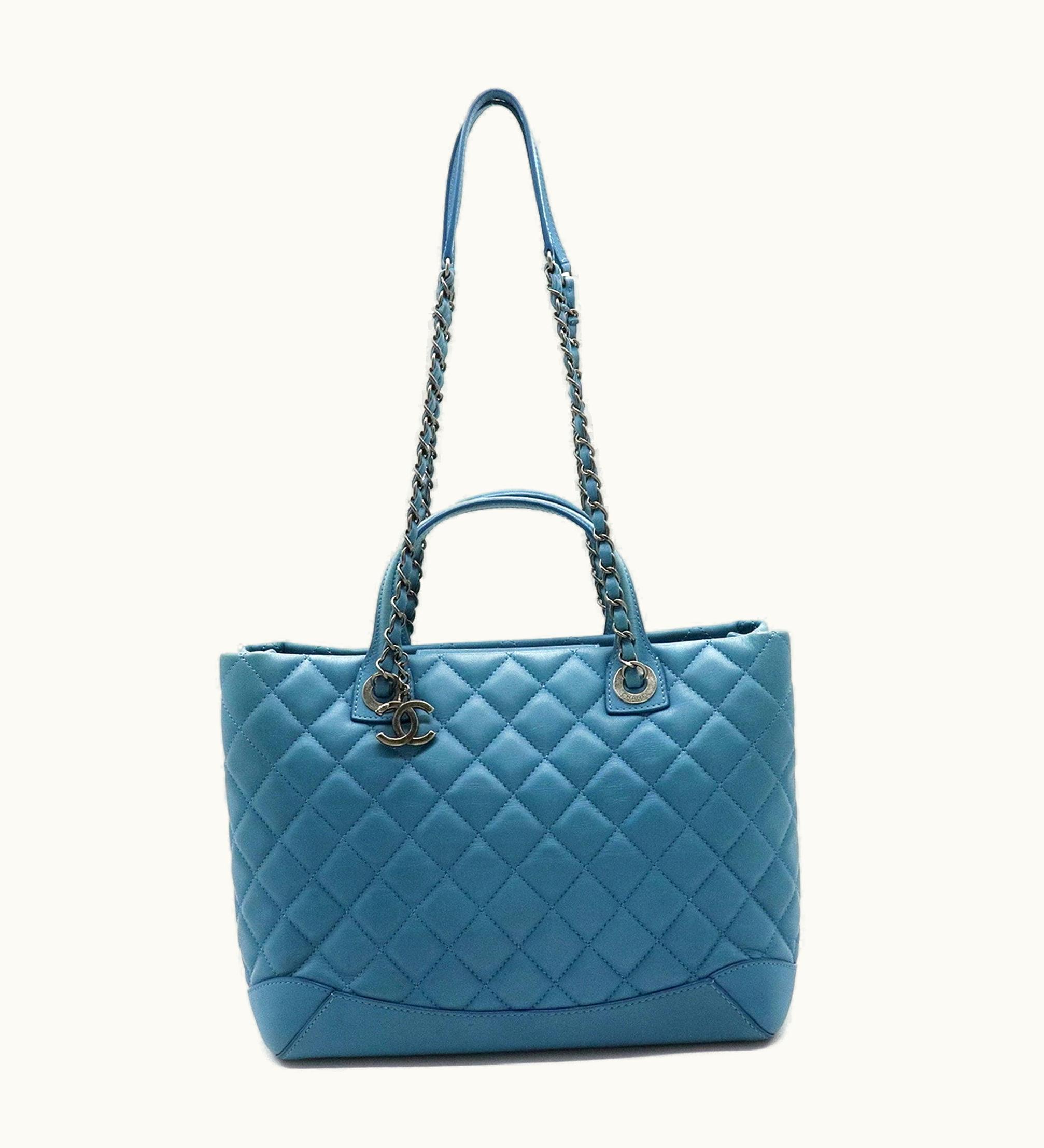 Chanel Chanel Matelasse Here Mark Handbag Tote Bag Shoulder Chain Leather Blue