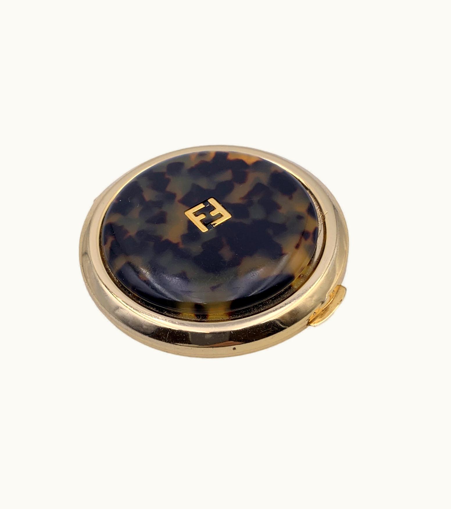 Fendi Fendi Vintage Round Folding Cosmetic Makeup Pocket Mirror
