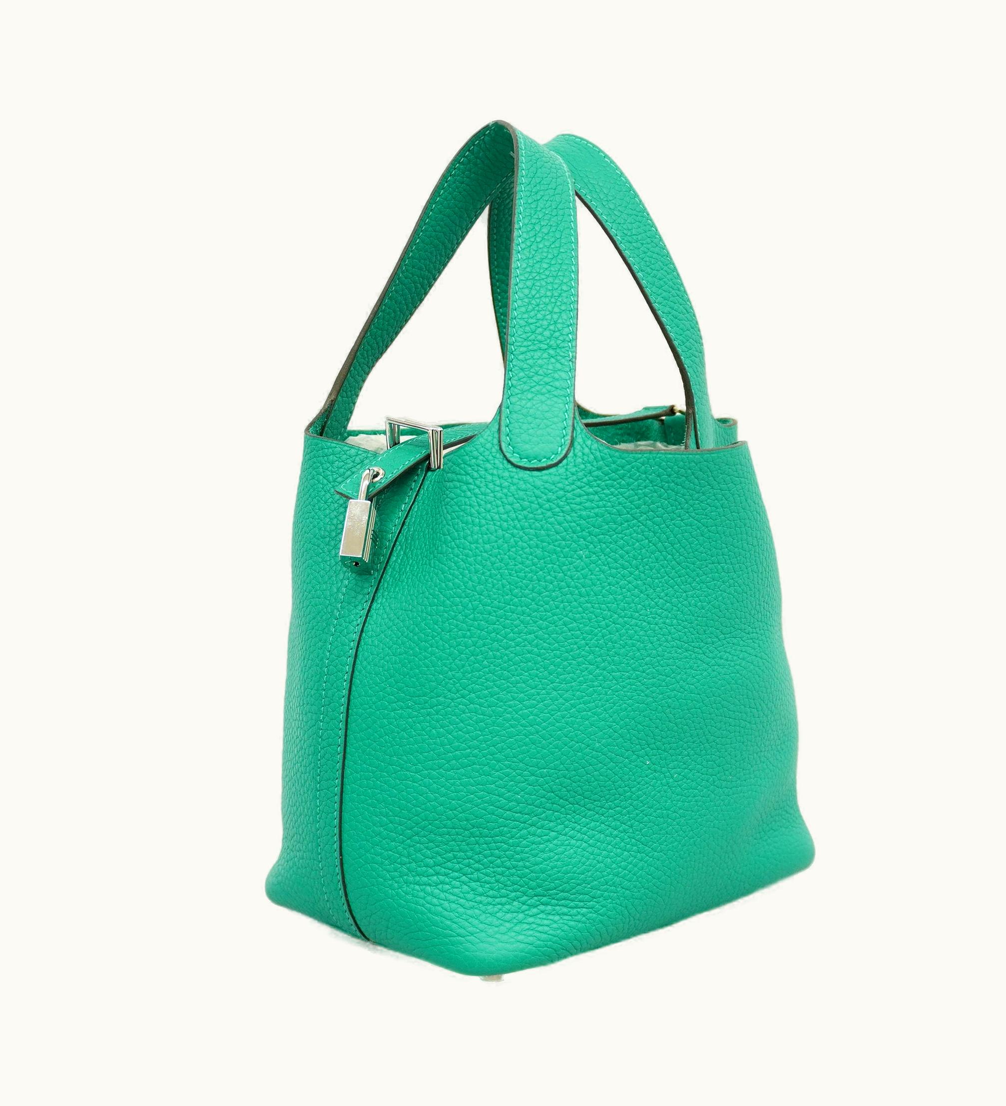 Hermès Hermès Picotin Lock PM Y Engraved Taurillon Clemence Malachite