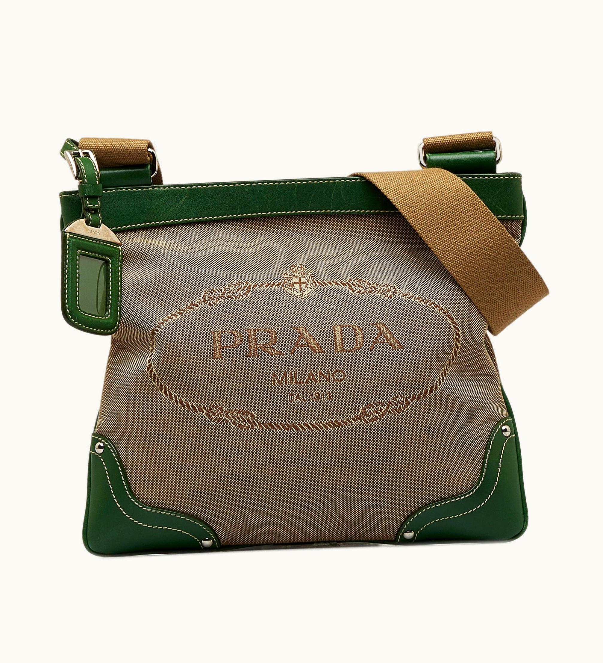 Prada Prada Canapa Logo Crossbody Bag - Canvas and Leather Trim Black