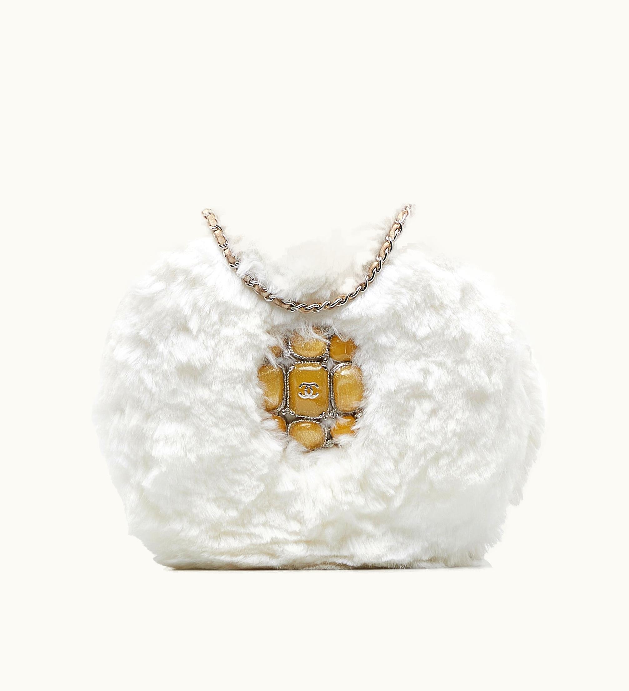 Chanel Chanel CC Crystal Embellished Faux Fur Round Crossbody Crossbody Bag