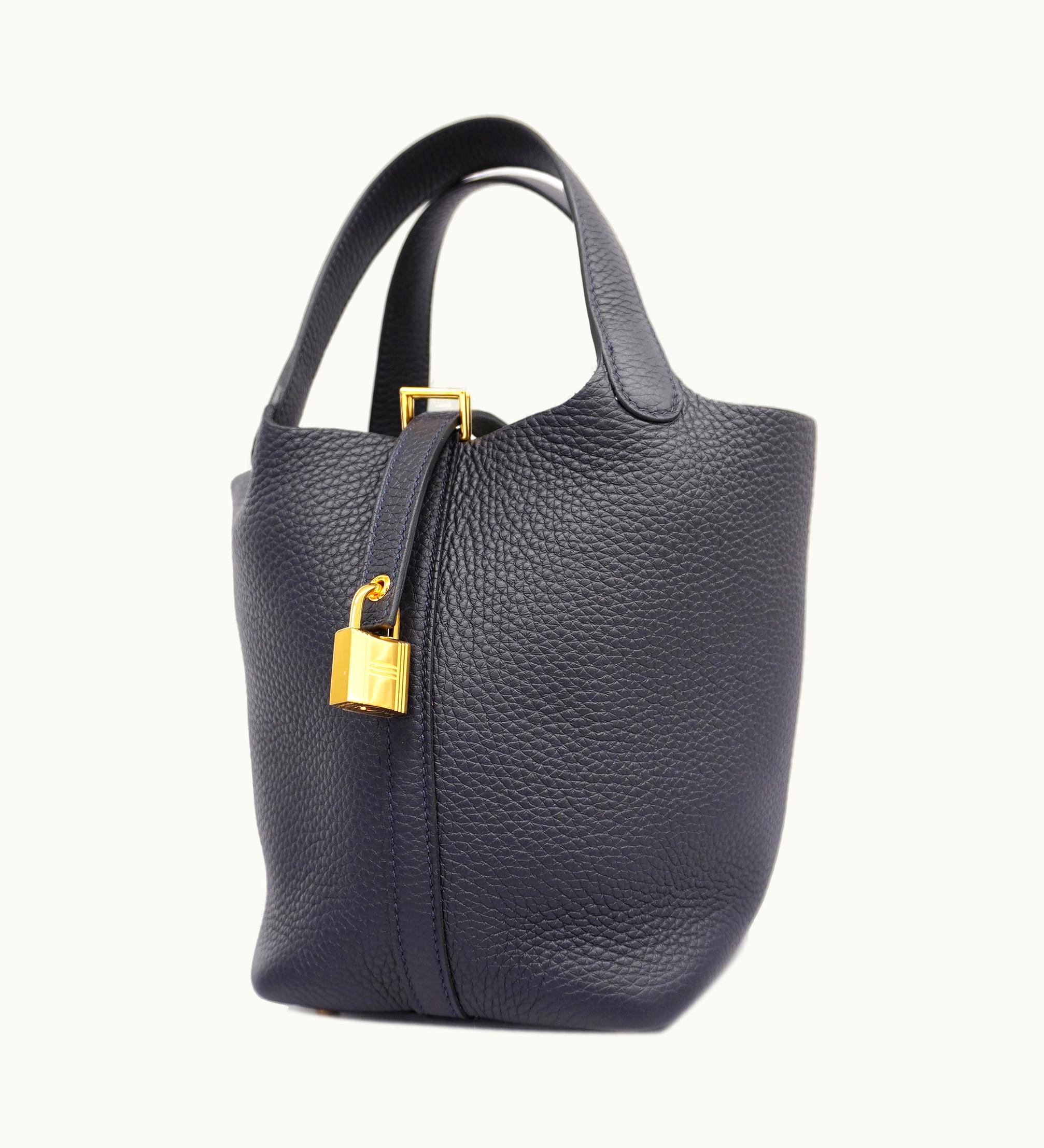 Hermès Hermès   Picotin Picotin Lock Pm U Engraved Blue Ankle Women's Taurillon