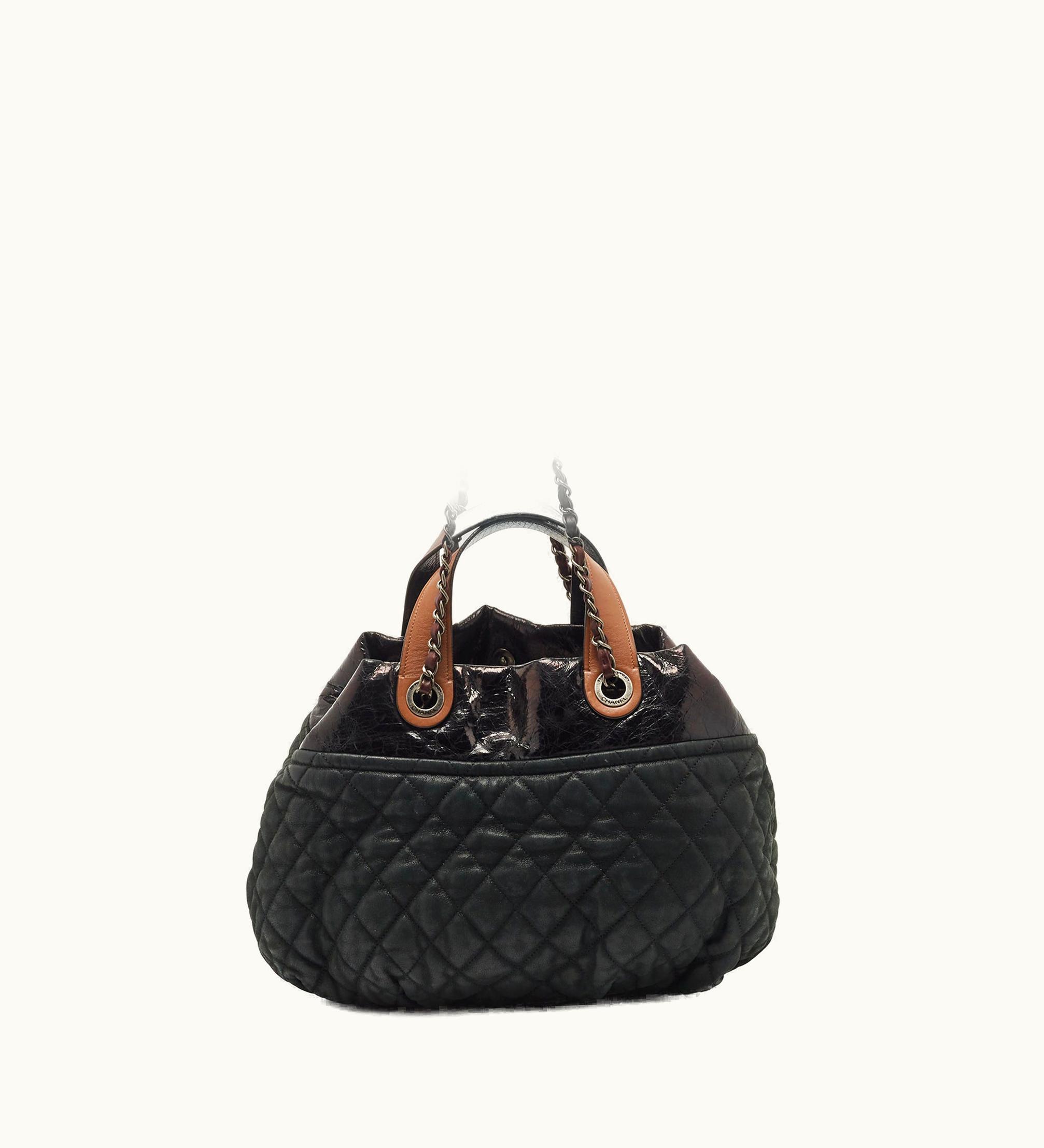 Chanel Chanel Black/Burgundy Quilted Nubuck And Leather In The Mix Bag