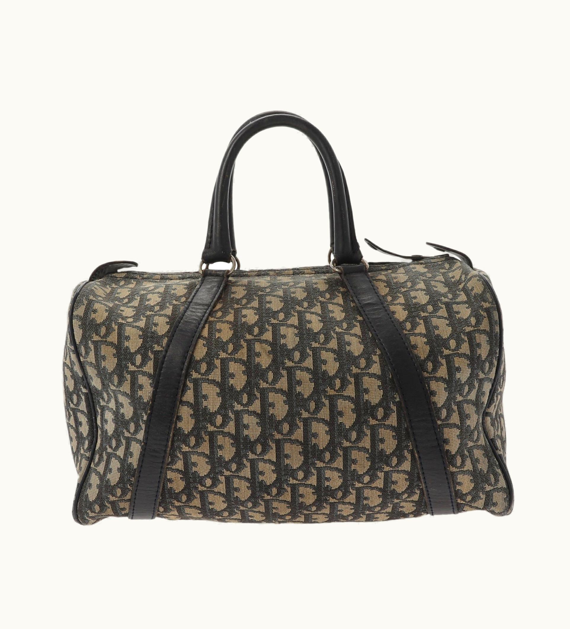 Dior Dior Christian Dior Bowling Handbag In Dark Blue Logo Fabric