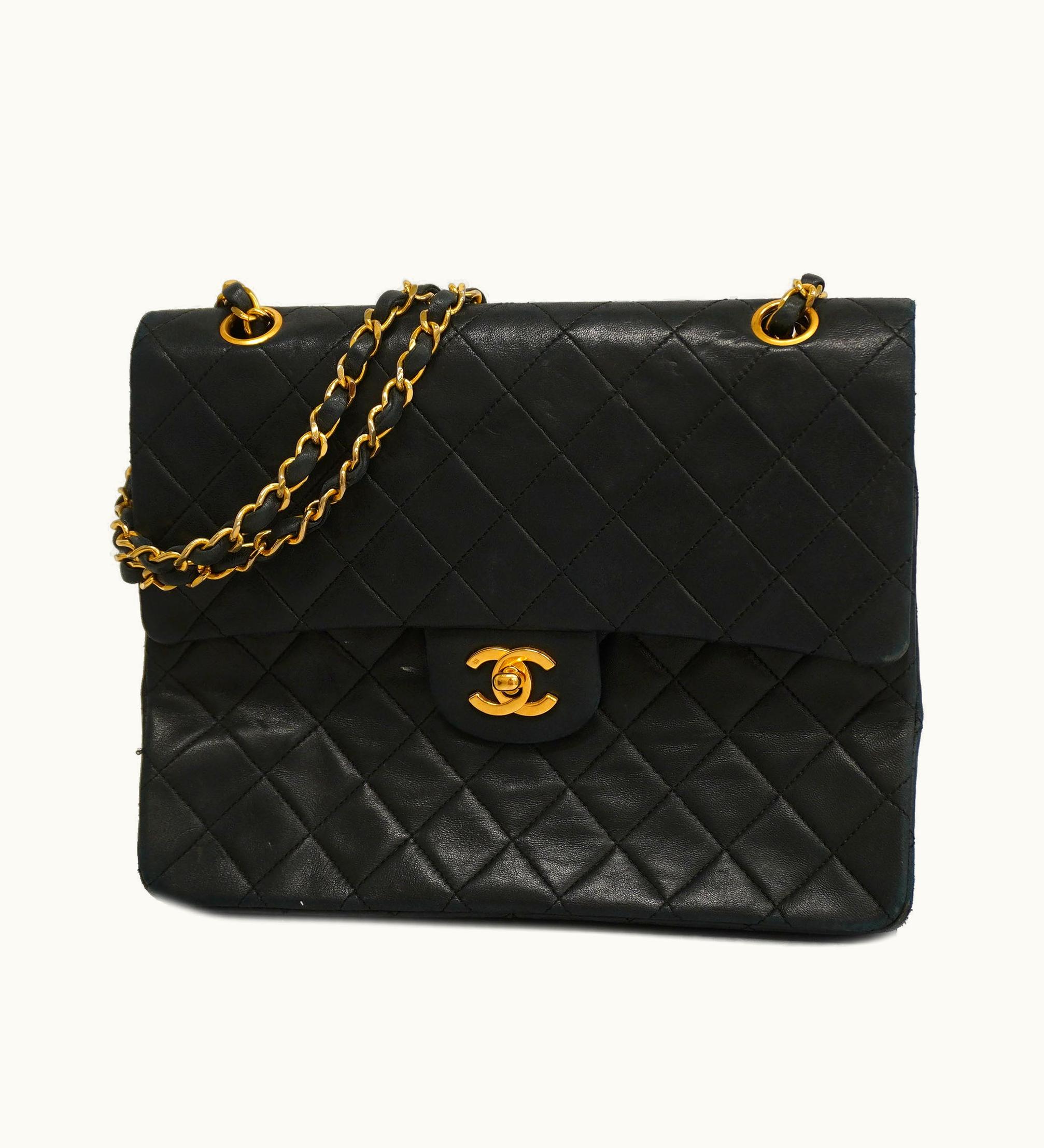 Chanel Chanel Auth Matelasse W Flap W Chain Women's Leather Shoulder Bag Black