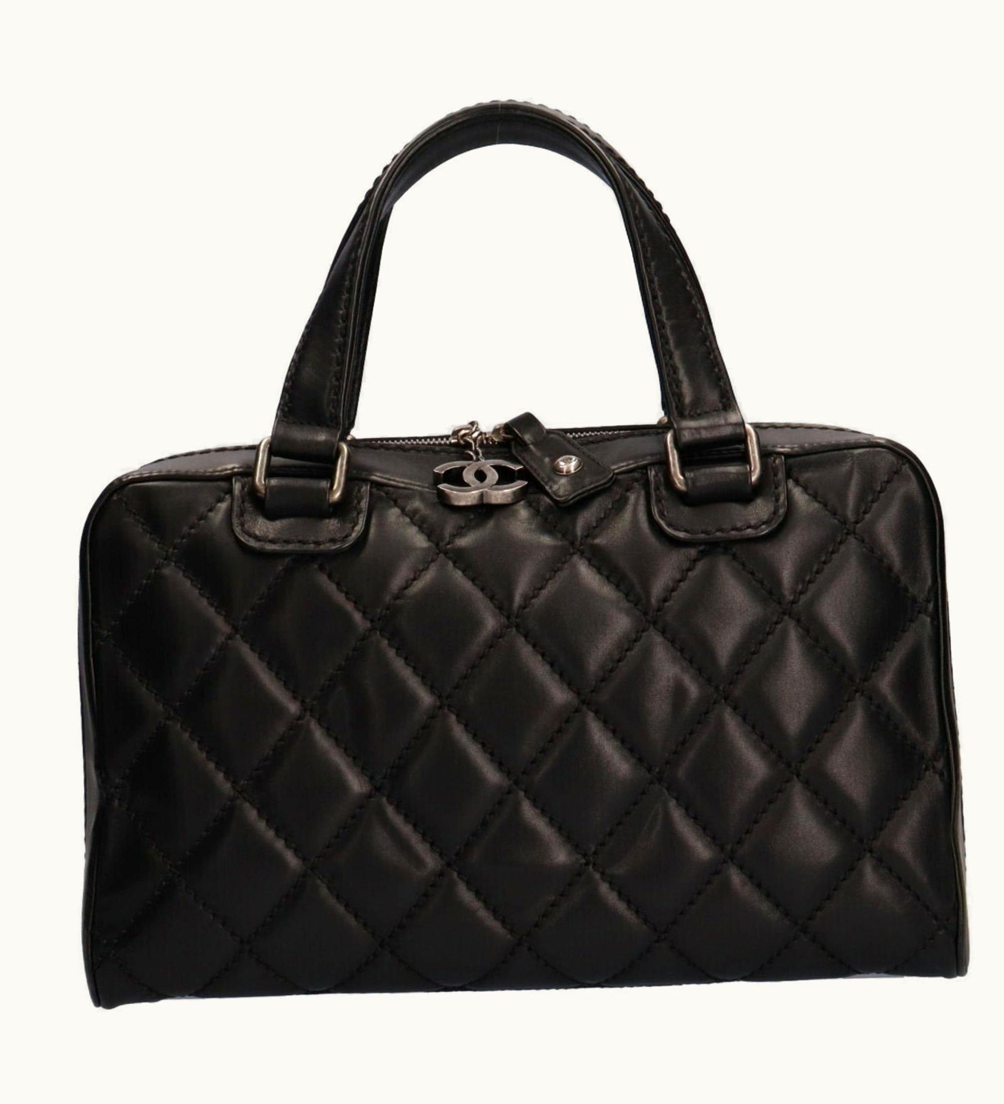 Chanel Chanel Wild Stitch Handbag Leather Black Ladies