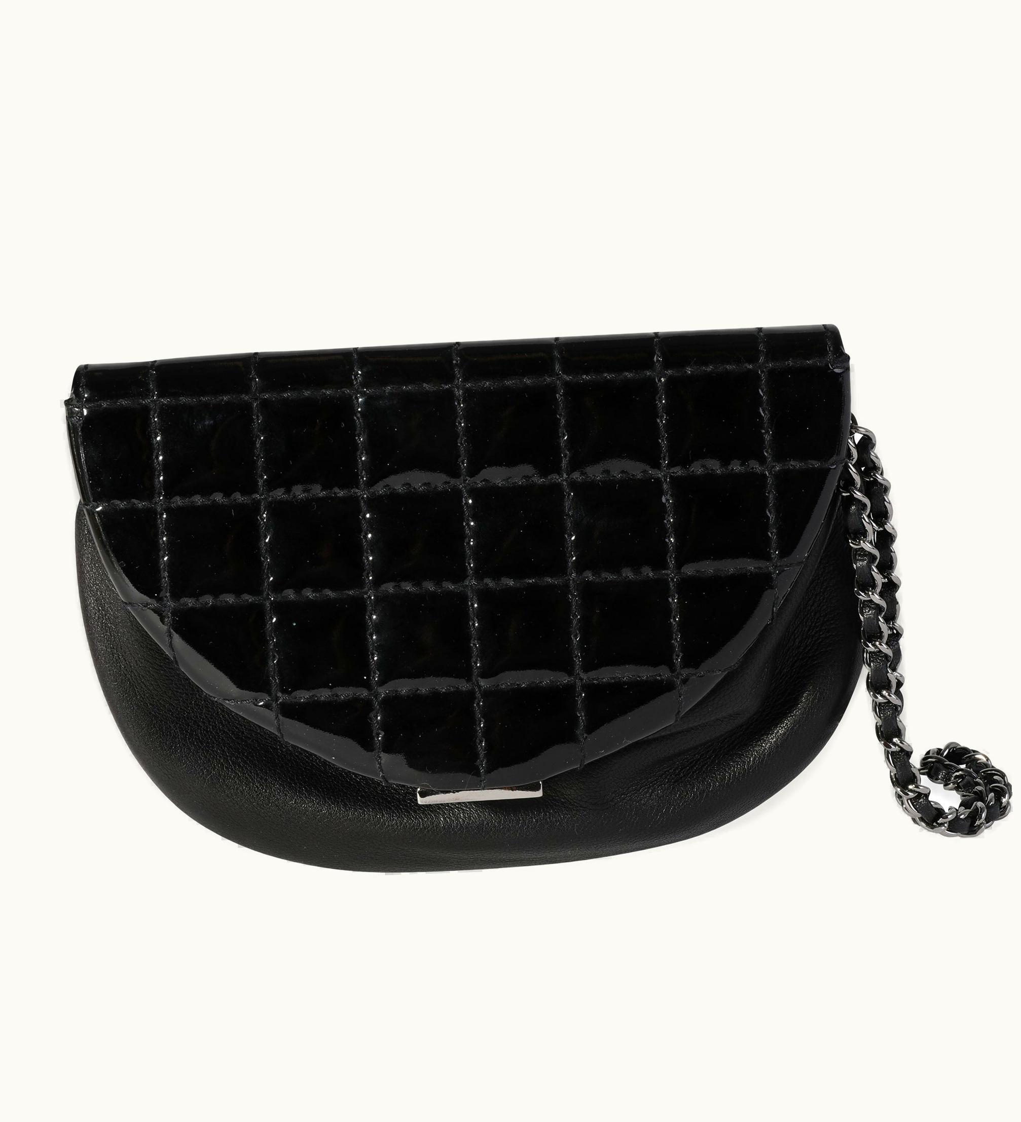 Chanel Chanel Black Patent Leather Chocolate Bar Wristlet