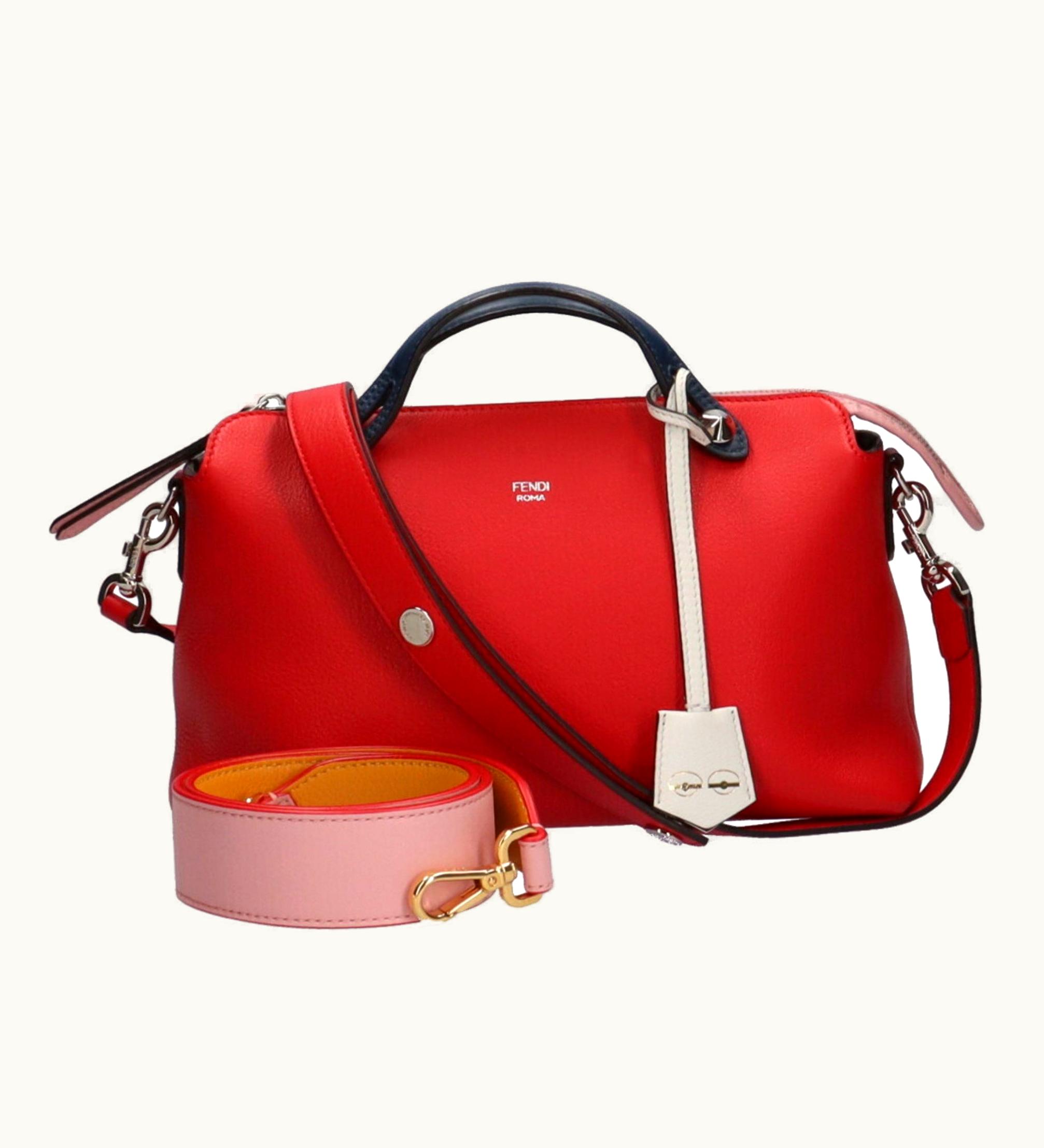 Fendi Fendi Visor Way Shoulder Bag Leather Red Ladies