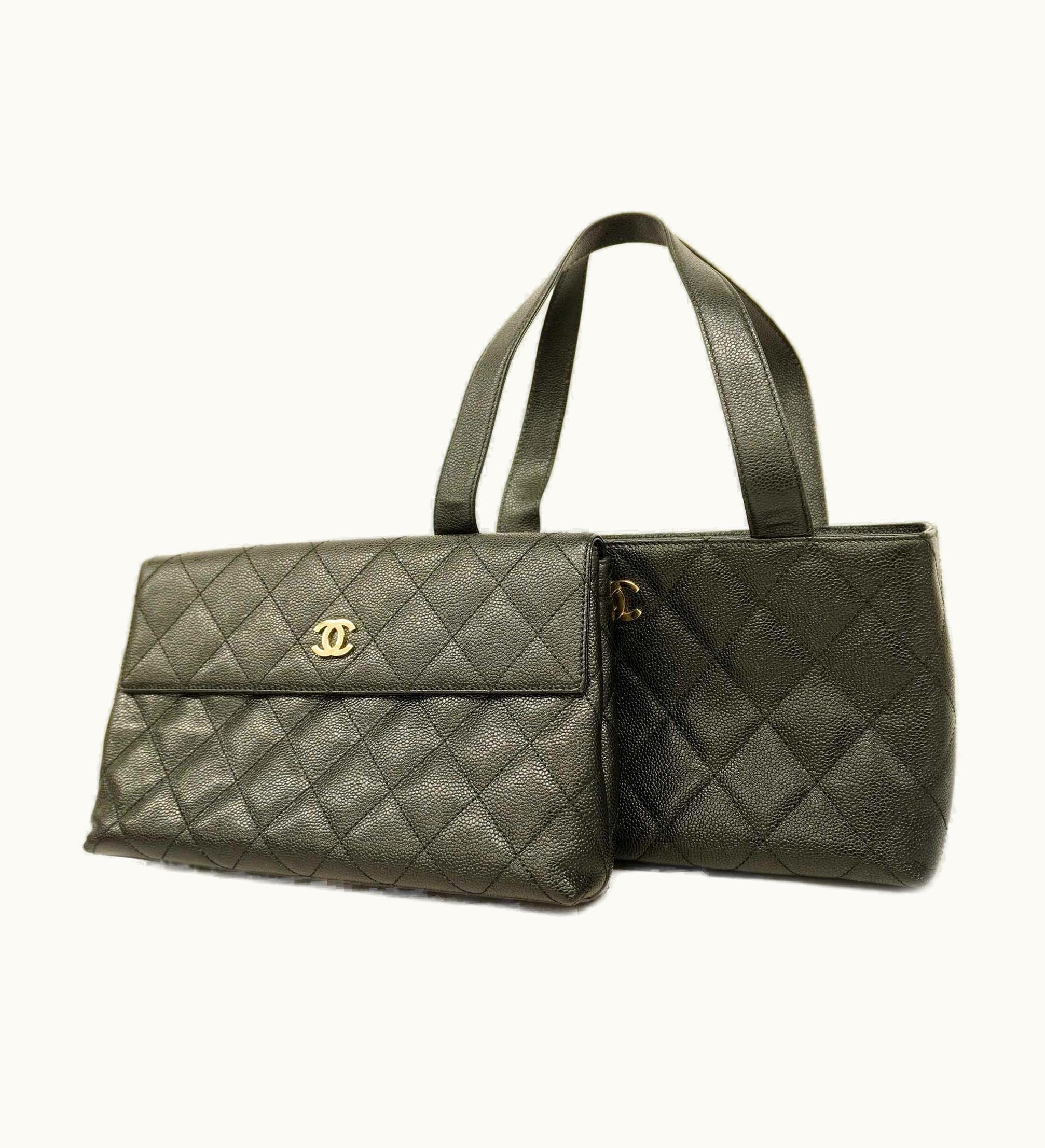 Chanel Chanel Matelasse Tote Bag Women's Caviar Leather Tote Bag Black