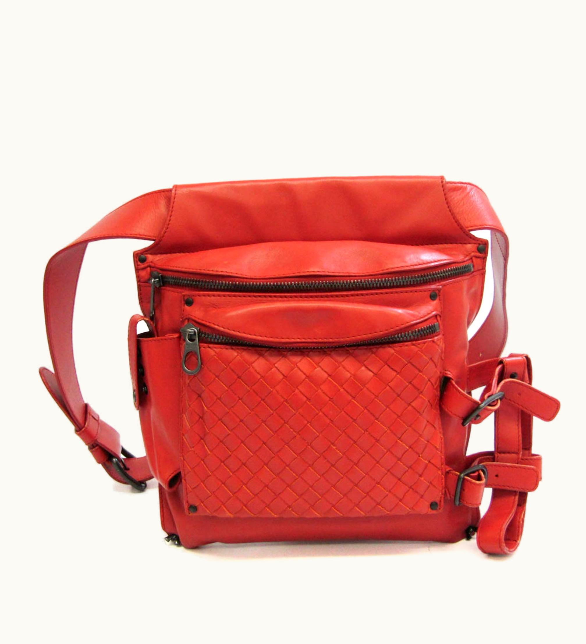 Bottega Veneta Bottega Veneta Intrecciato 121604 Men, Women Leather Fanny Pack, Shoulder Bag Brown, Dark Orange, Orange