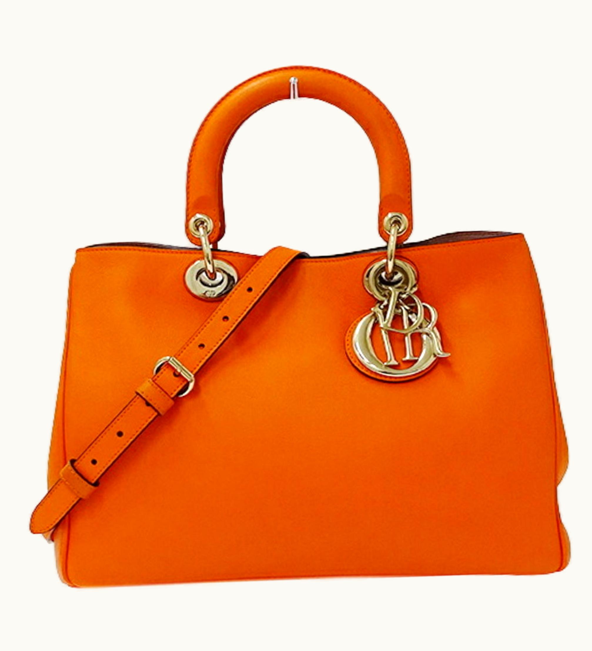 Dior Dior Christian Dior Bag Ladies Handbag Shoulder 2Way Leather Diorissimo Orange
