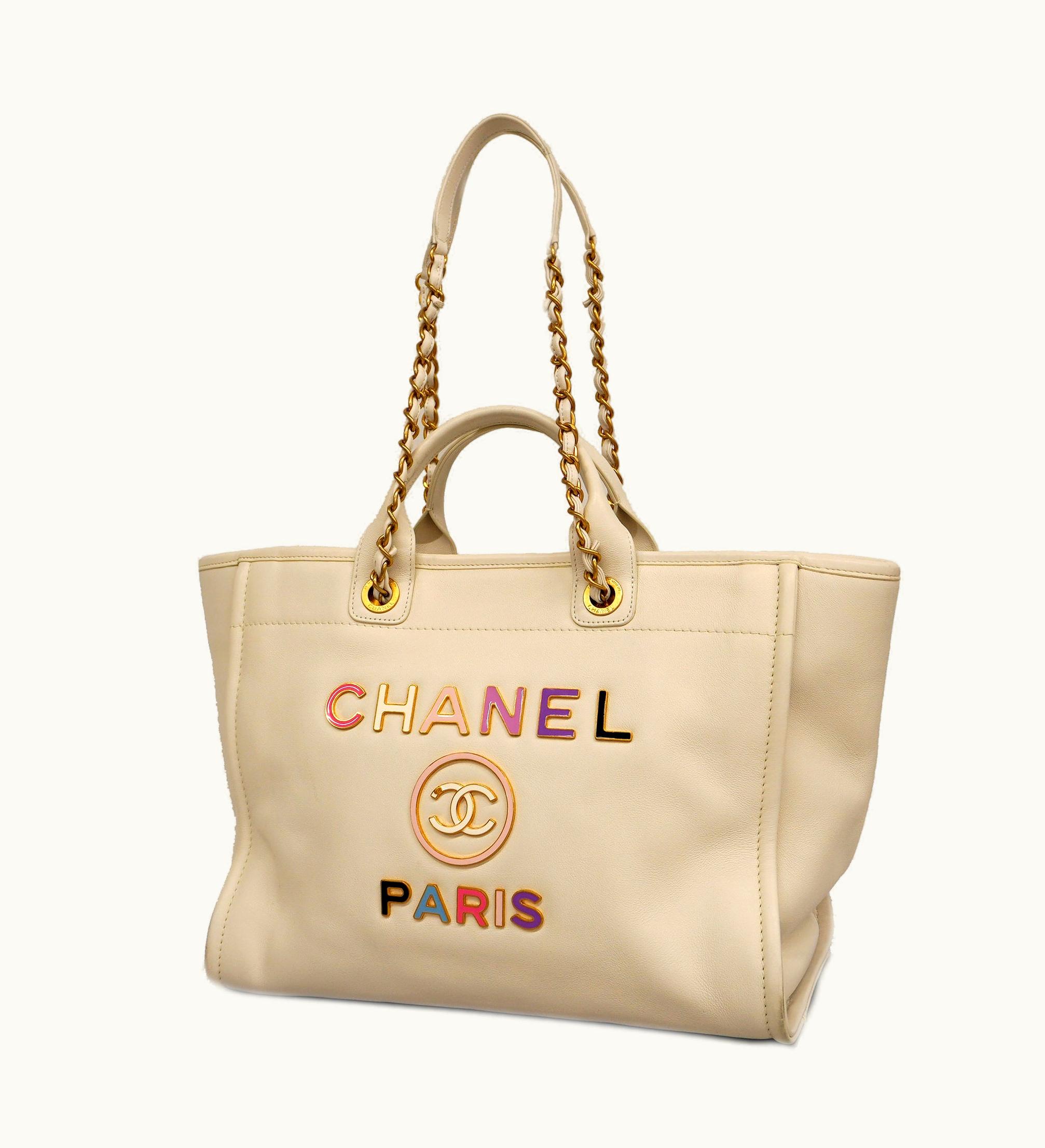 Chanel Chanel Deauville 2 Way Bag Women's Leather Handbag, Shoulder Bag White