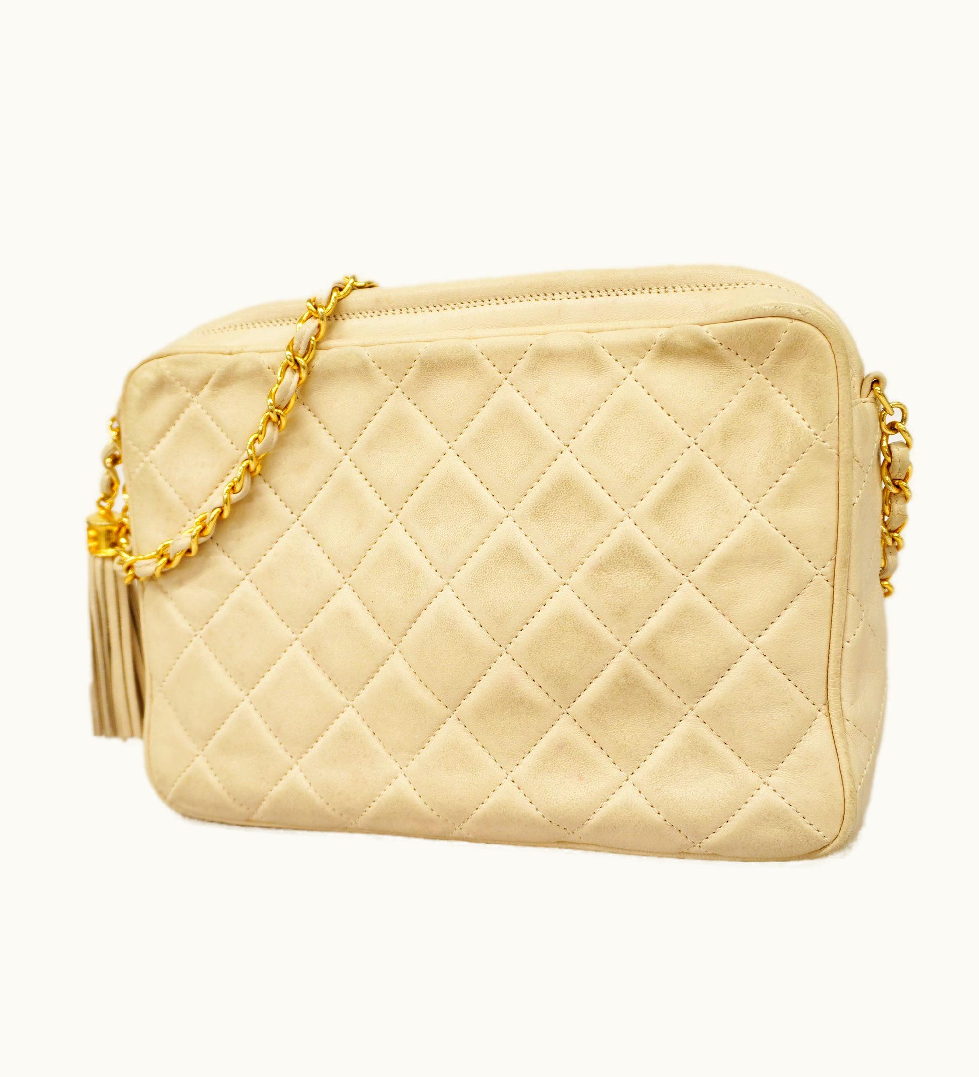 Chanel Chanel Matelasse Fringed Chain Shoulder Women's Leather Ivory