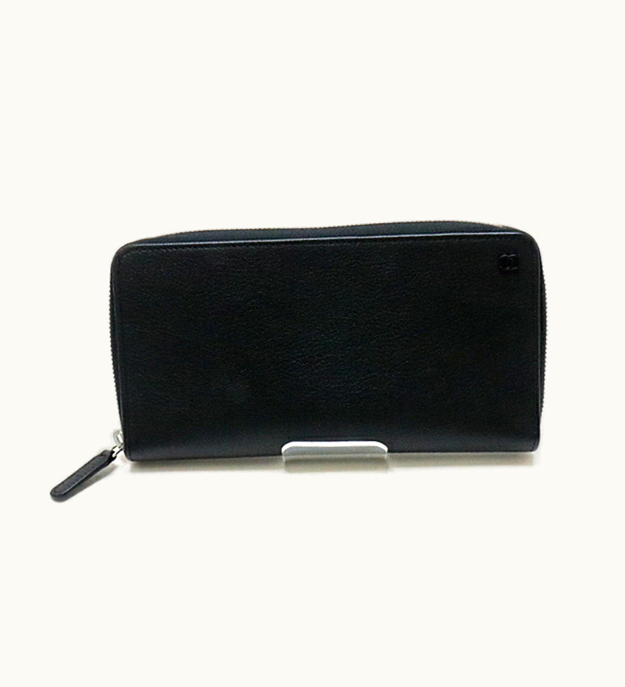 Chanel Chanel Long Zip Ap1088 Black Mini Coco Mark Round Wallet 28 Series