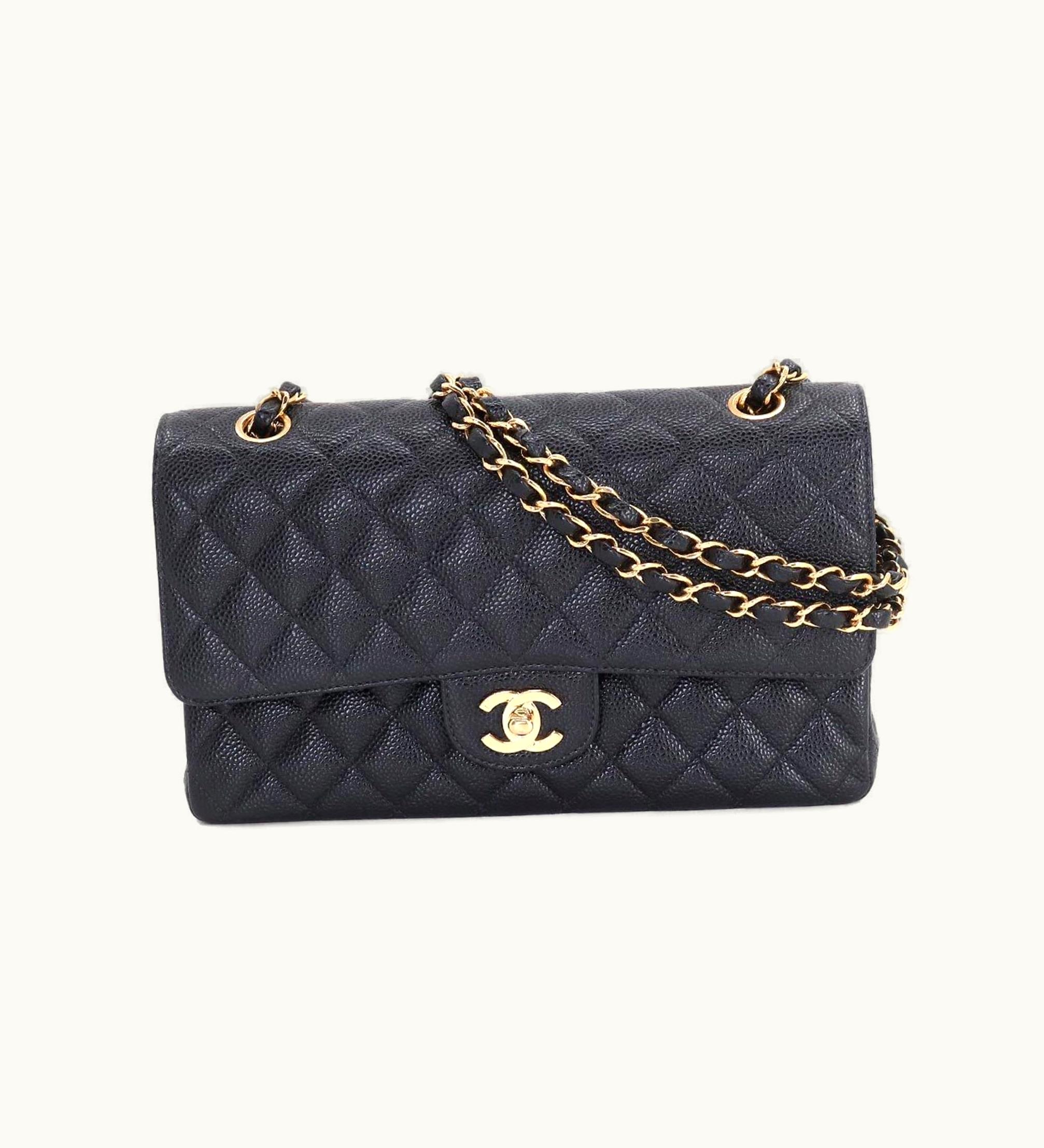 Chanel Chanel Matelasse 25 Chain Shoulder Bag Caviar Skin Black A01112 Gold Hardware Coco Mark Vintage