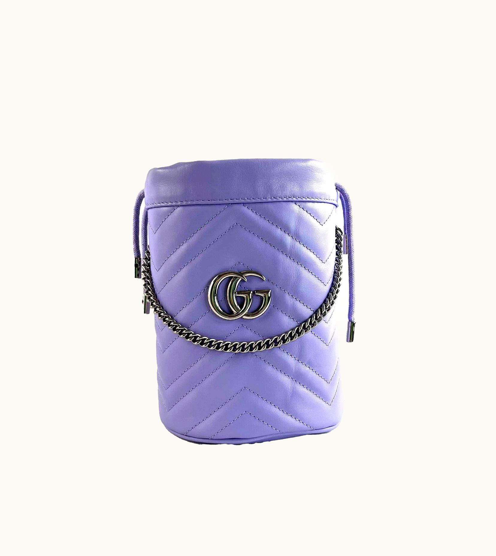 Gucci Gucci GG Marmont Bucket Crossbody Bag Matelasse Mini Purple