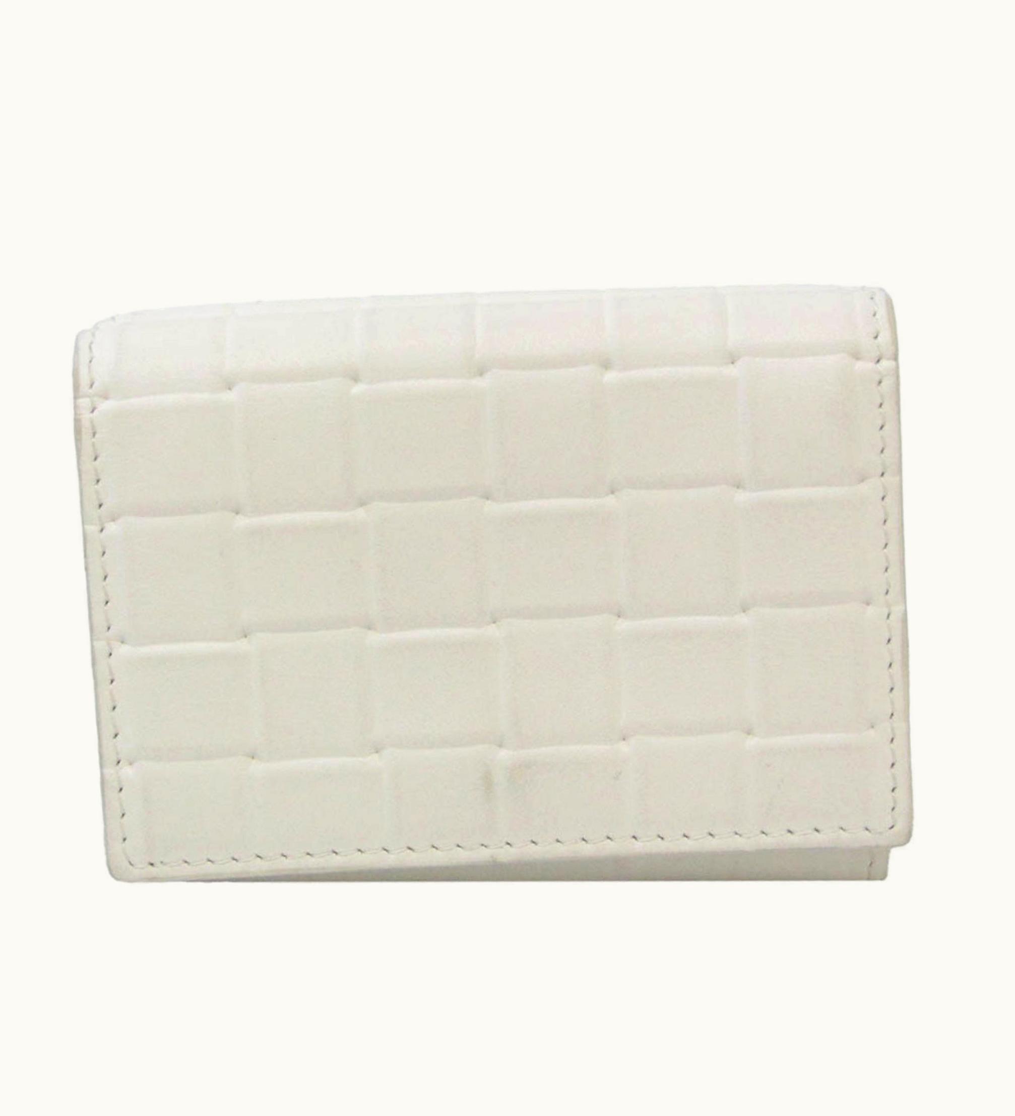 Bottega Veneta Intrecciato 592678 Men, Women Leather Wallet [Tri-Fold] White