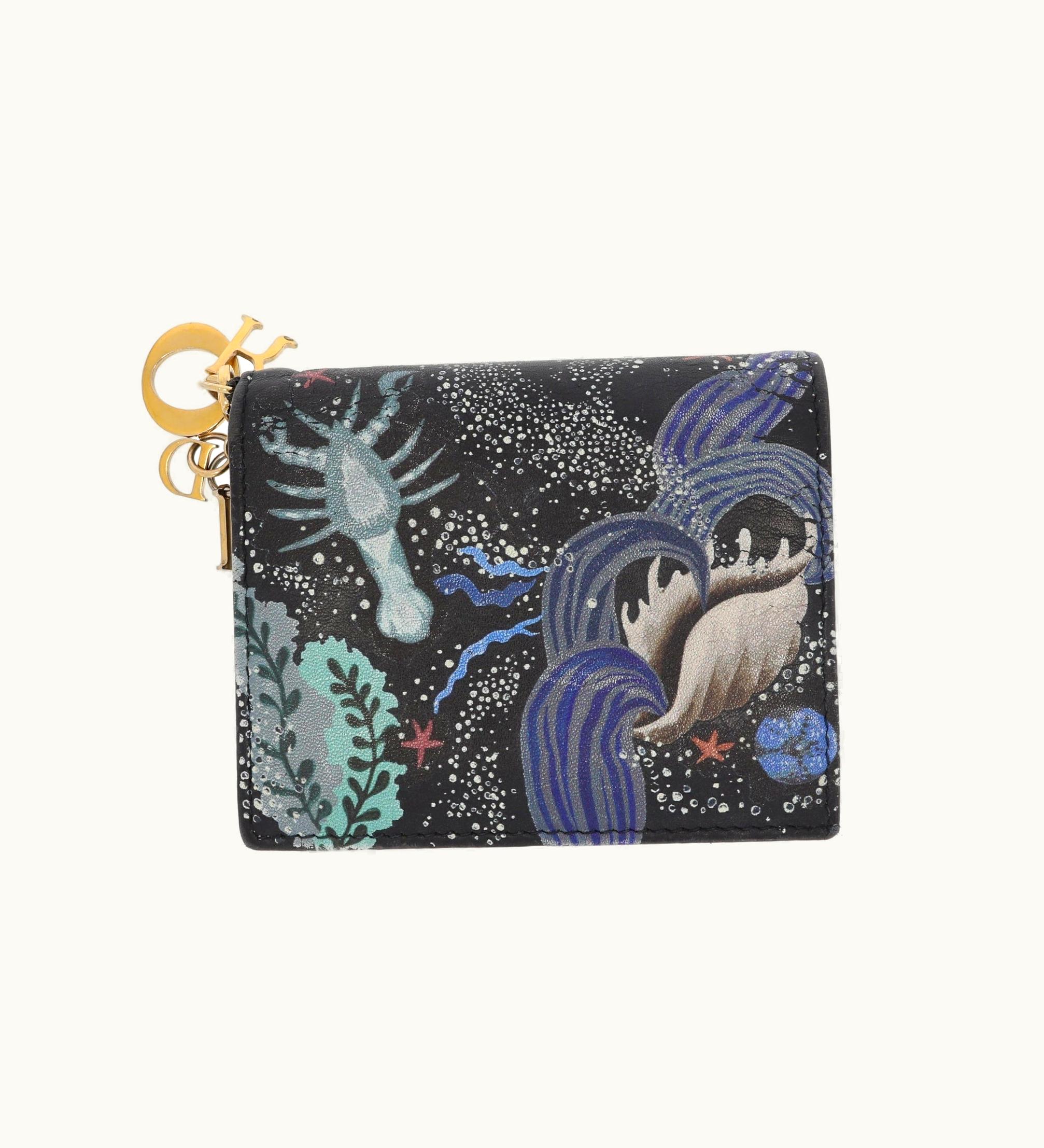 Dior Christian Dior Wallet In Blue Leather