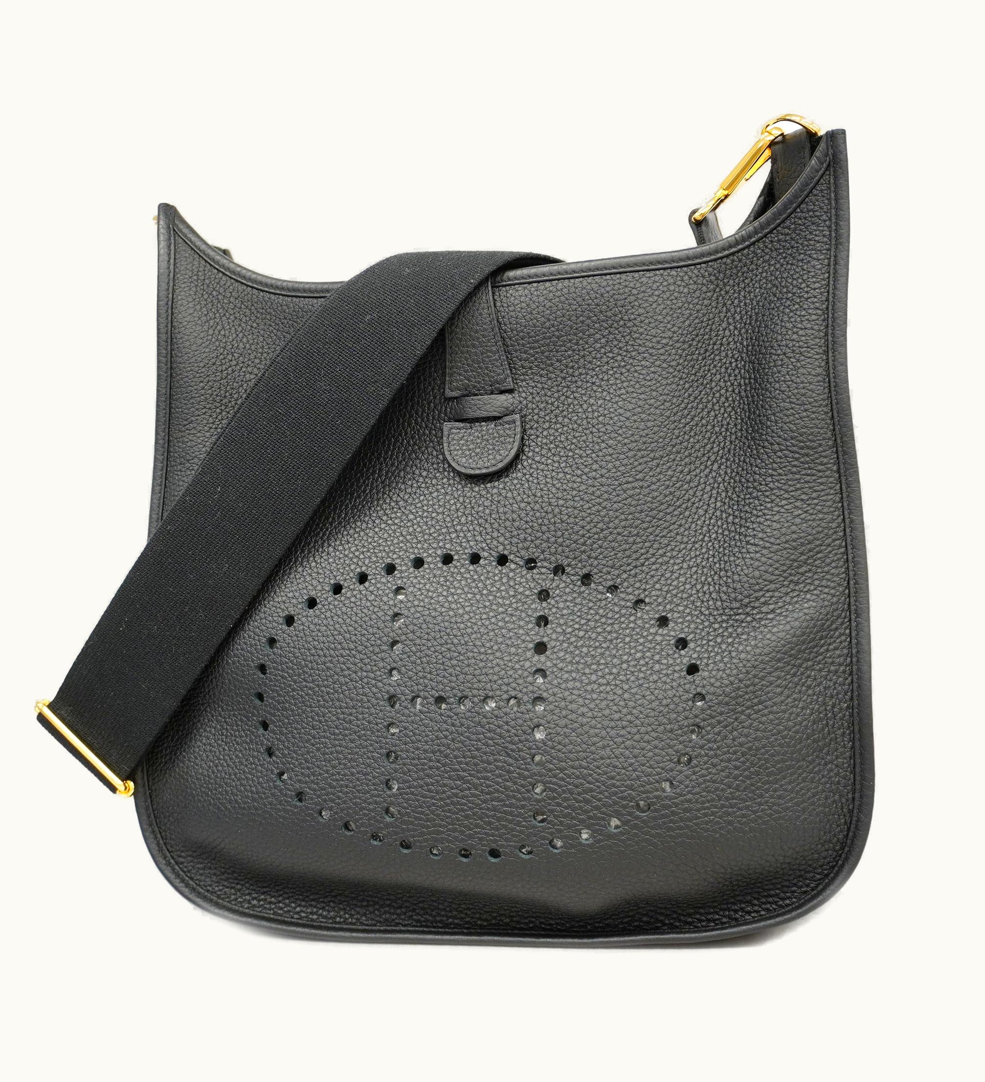 Hermès Hermès Evelyne Evelyne 3 Y Stamp Women's Taurillon Clemence Leather Shoulder Bag Black