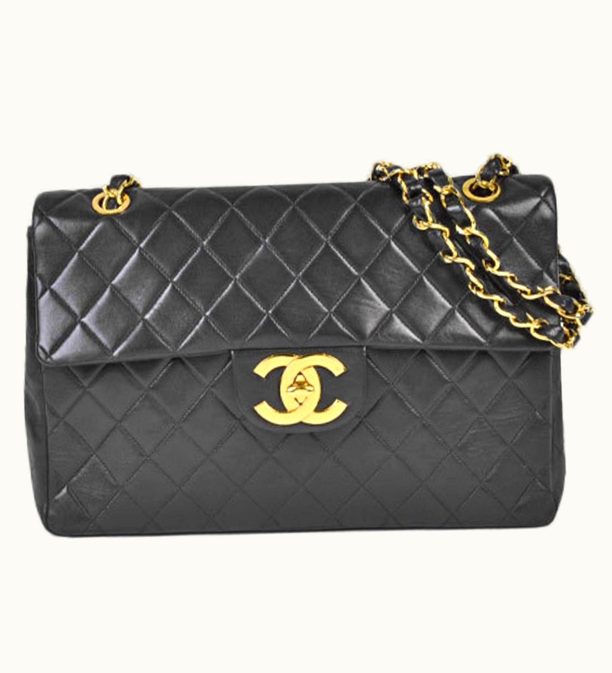 Chanel Deka Matrasse 34 Double Bag Cocomark Black Lambskin 7600 A01094