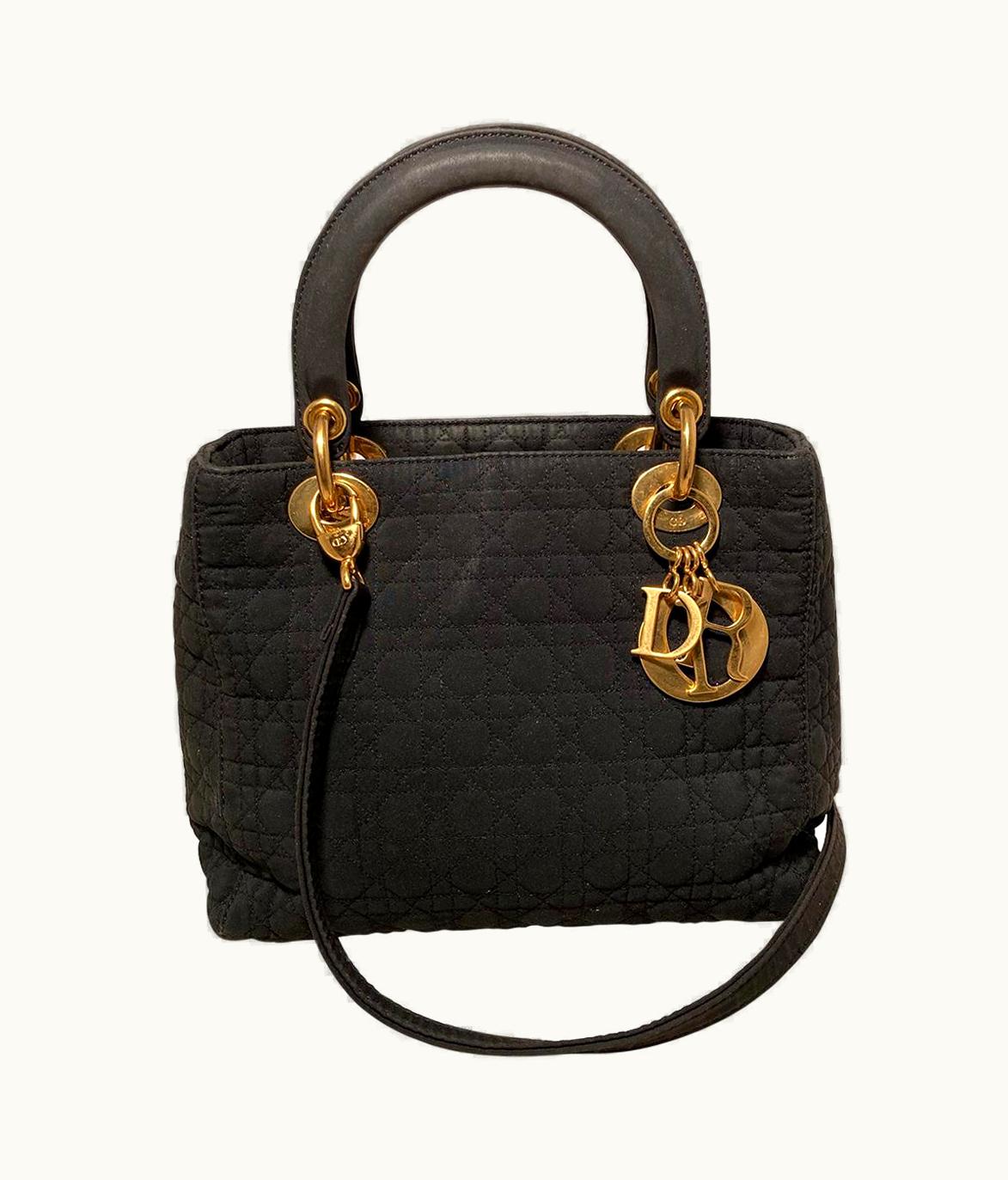 Dior Christian Dior Black Nylon Medium Lady Di Bag