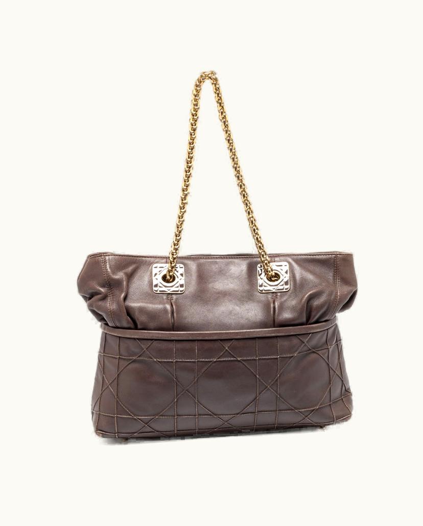 Dior Granville Chain Link Tote Dark Beige