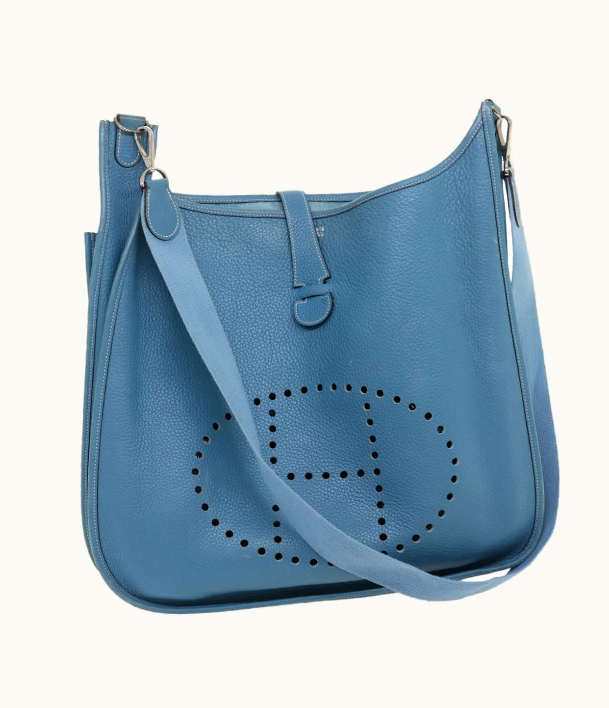 Hermès Leather Evelyne Tgm Shoulder Bag Blue