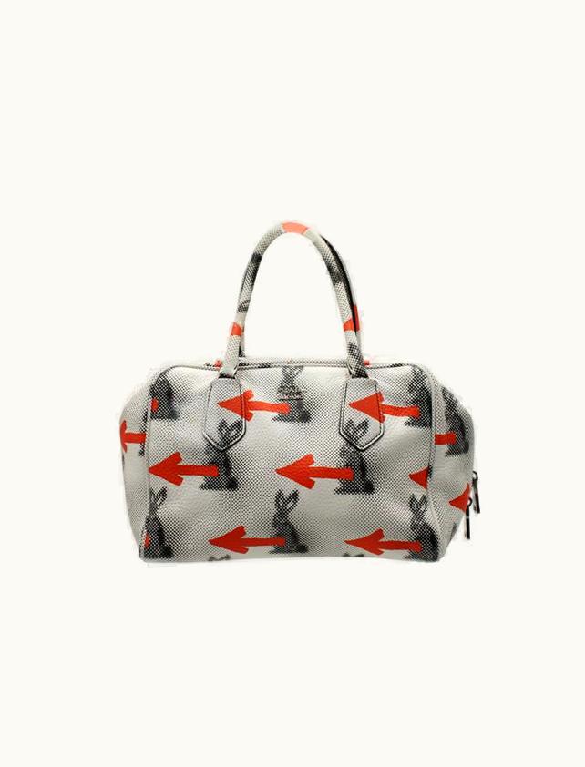 Prada Vitello Daino Rabbit Print Inside Bag In White