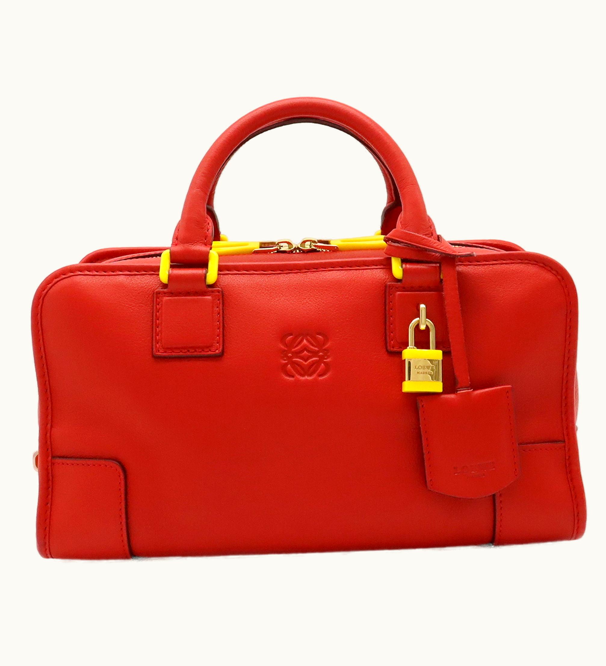 Loewe Amazona 28 Limited Edition Handbag Boston Leather Plastic Orange Red Yellow 35279Ita03