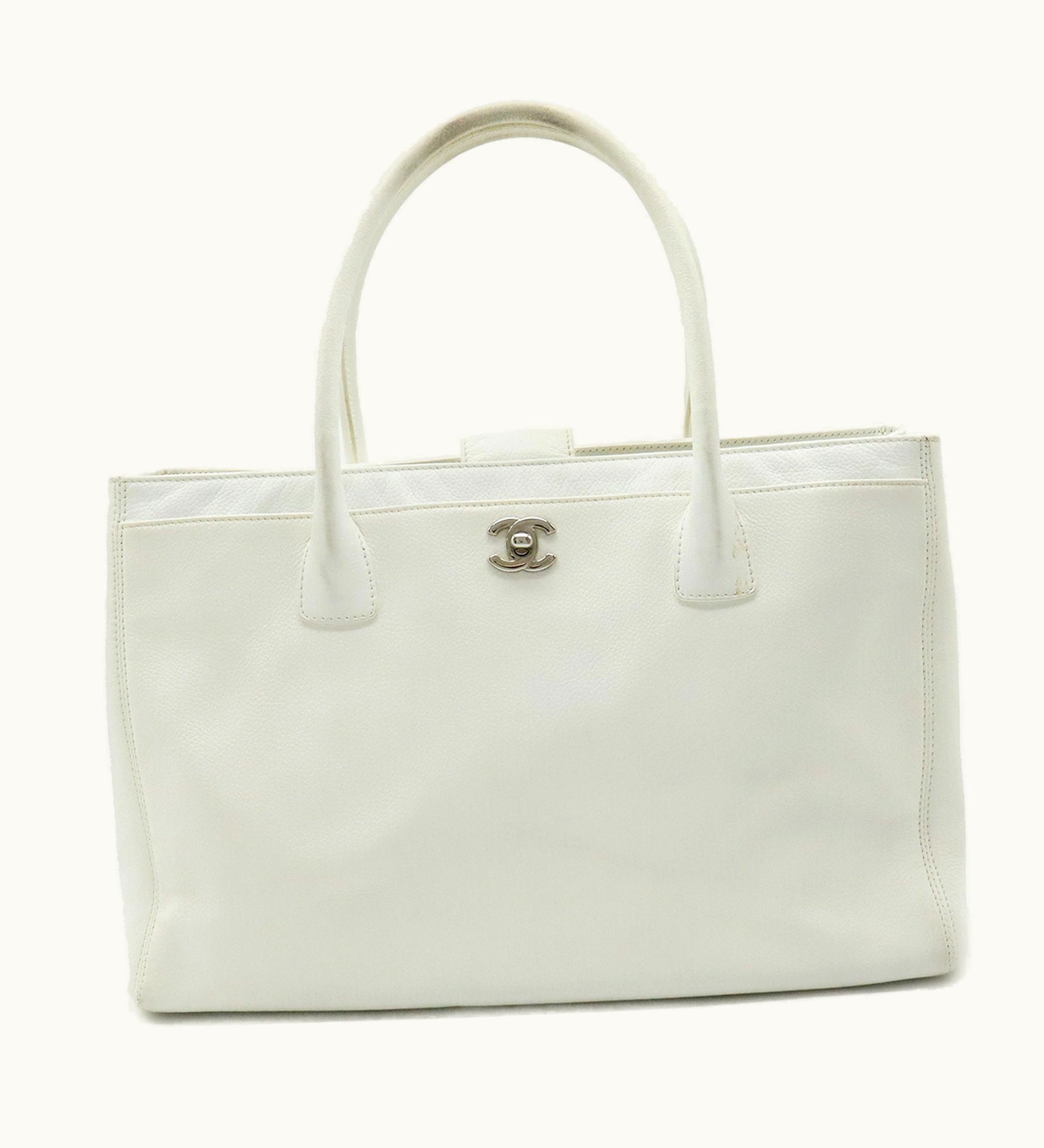 Chanel Executive Line Coco Mark Tote Bag Handbag White Shoulder A15206