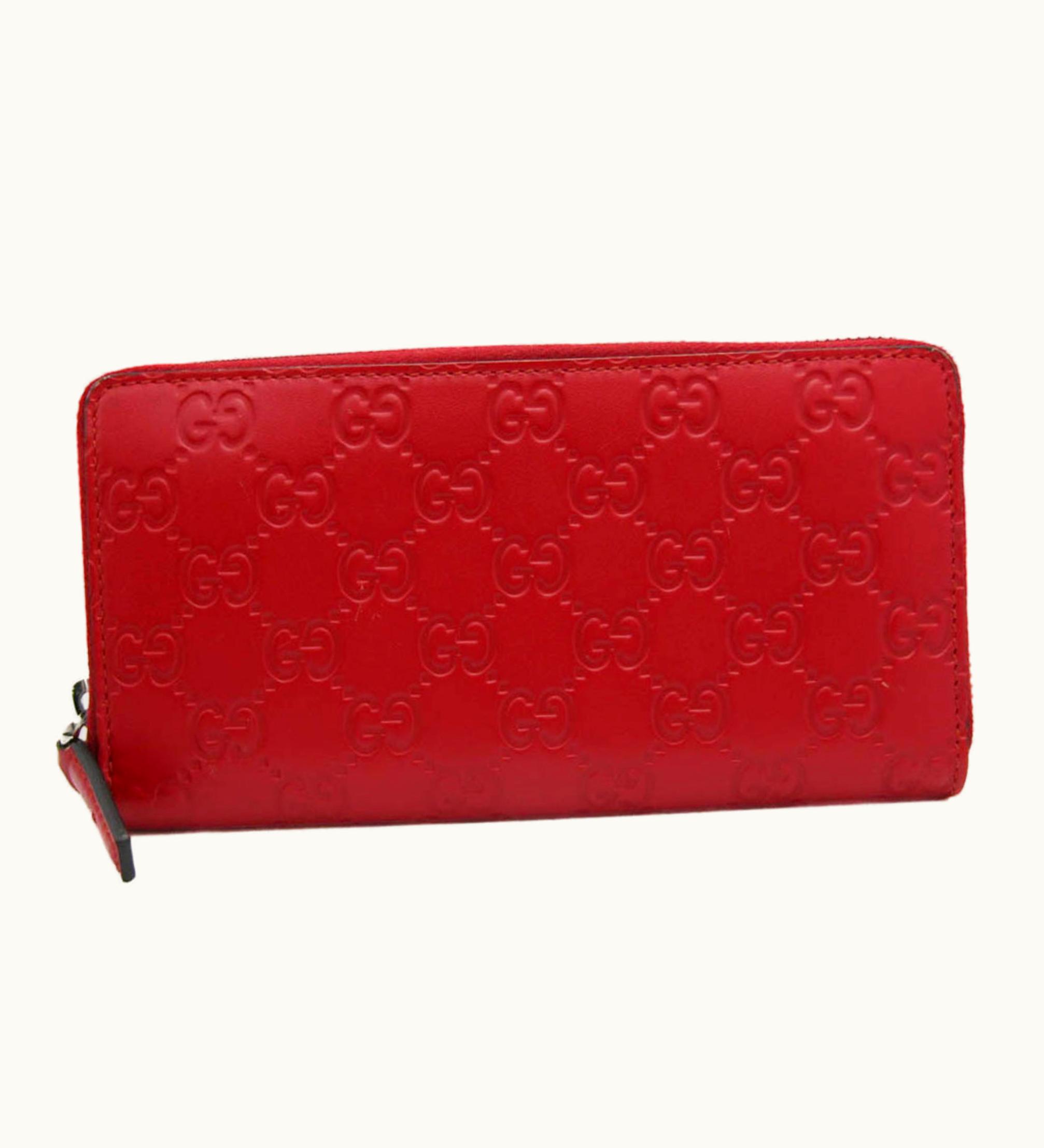 Gucci Guccissima Avel 307987 GG Leather Long Wallet [Bi-Fold] Red Color