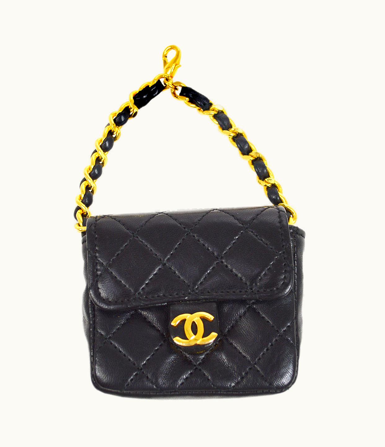 Chanel Classic Flap Micro Charm Black Lambskin 63555