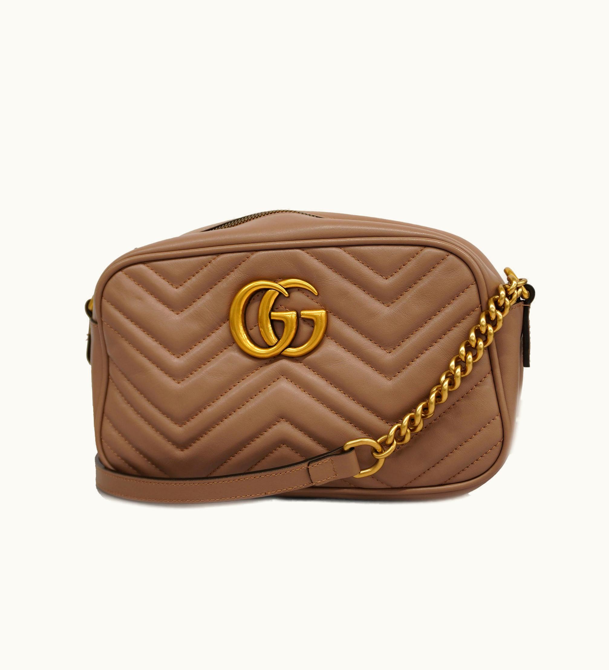 Gucci GG Marmont Shoulder Bag 447632 Women's Leather Pink Beige